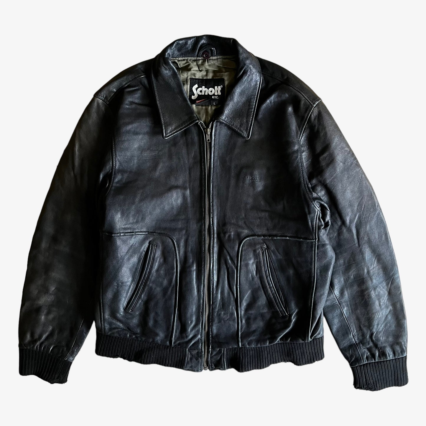 Vintage 90s Schott NYC Black Leather Jacket - Casspios Dream