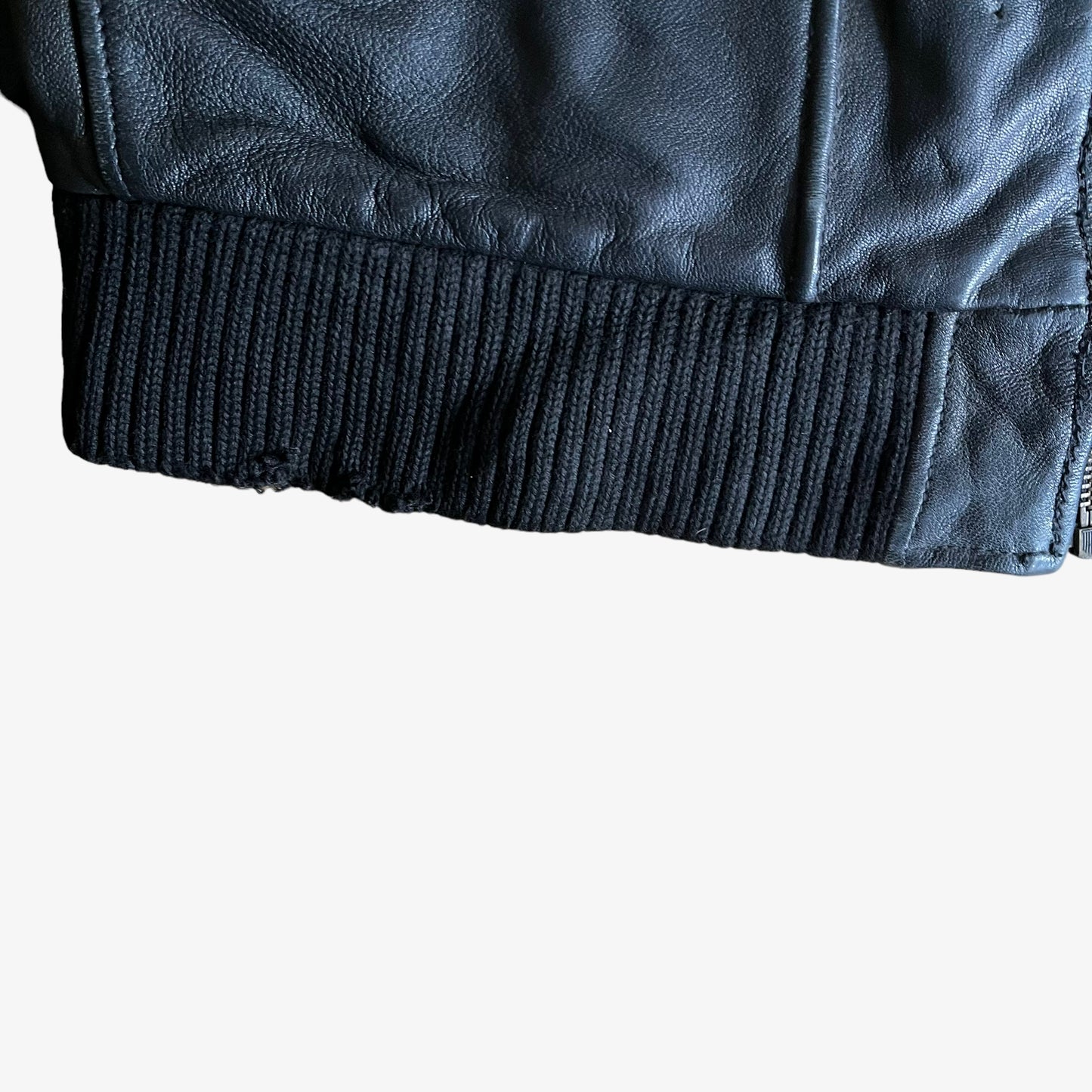 Vintage 90s Schott NYC Black Leather Jacket Back Hem - Casspios Dream