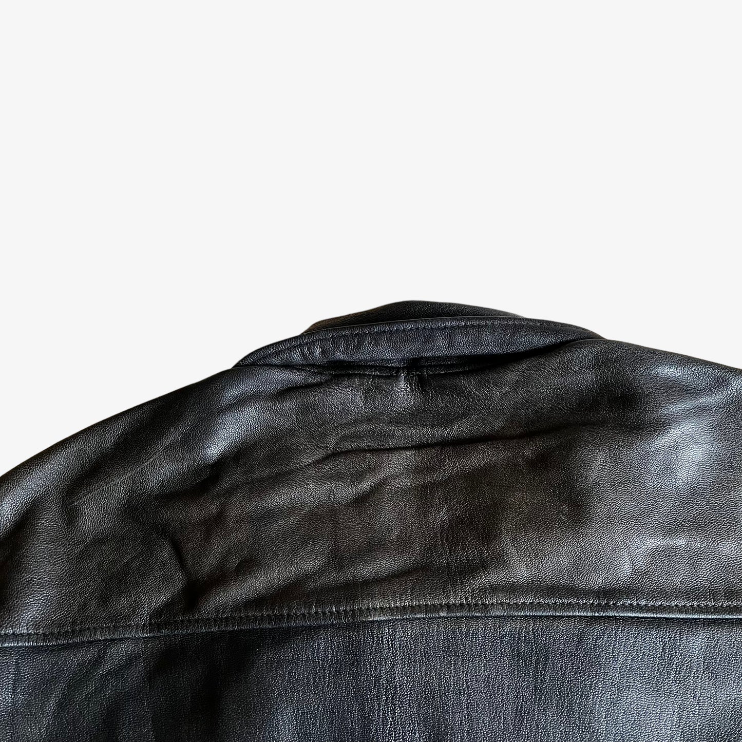Vintage 90s Schott NYC Black Leather Jacket Collar - Casspios Dream