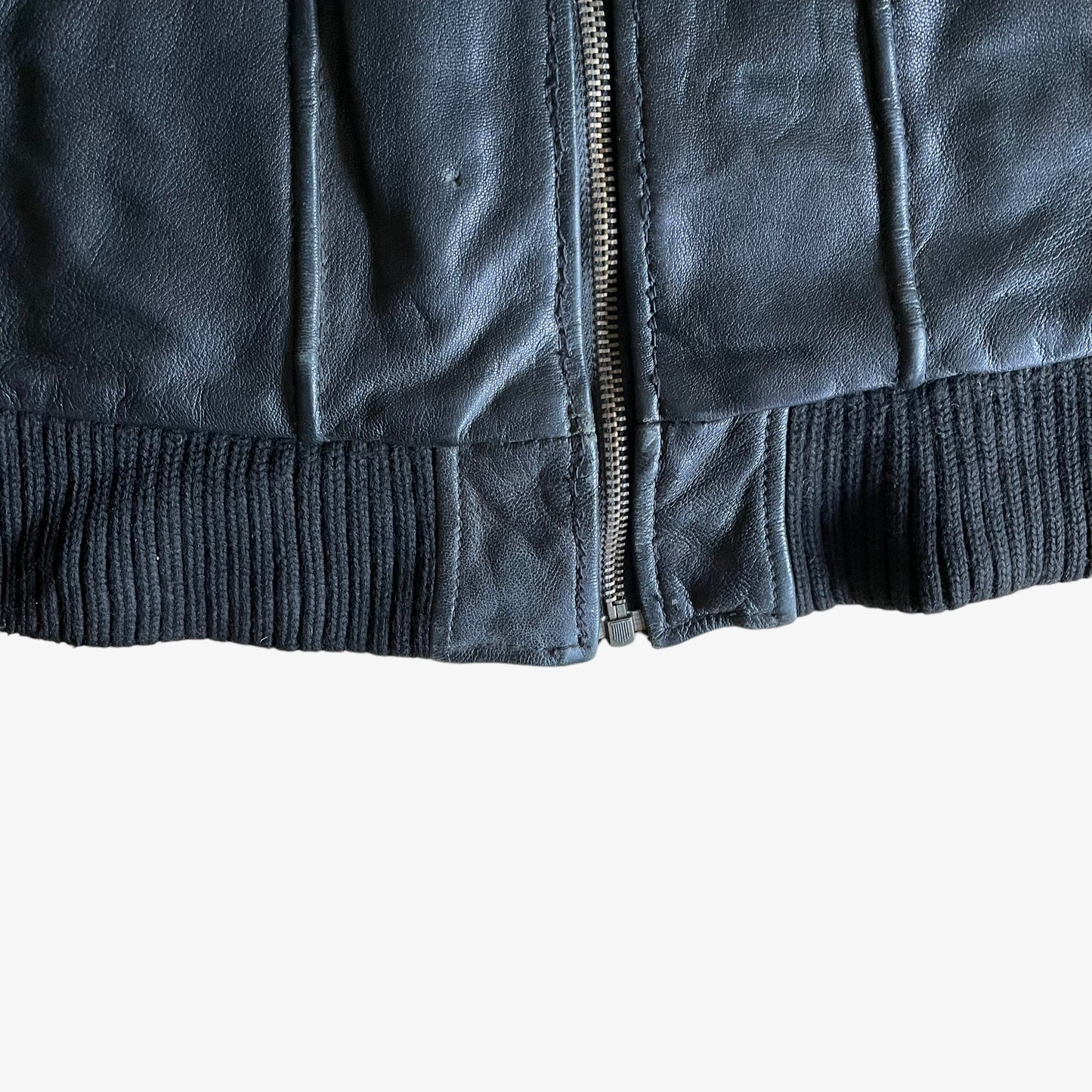 Vintage 90s Schott NYC Black Leather Jacket Hem - Casspios Dream