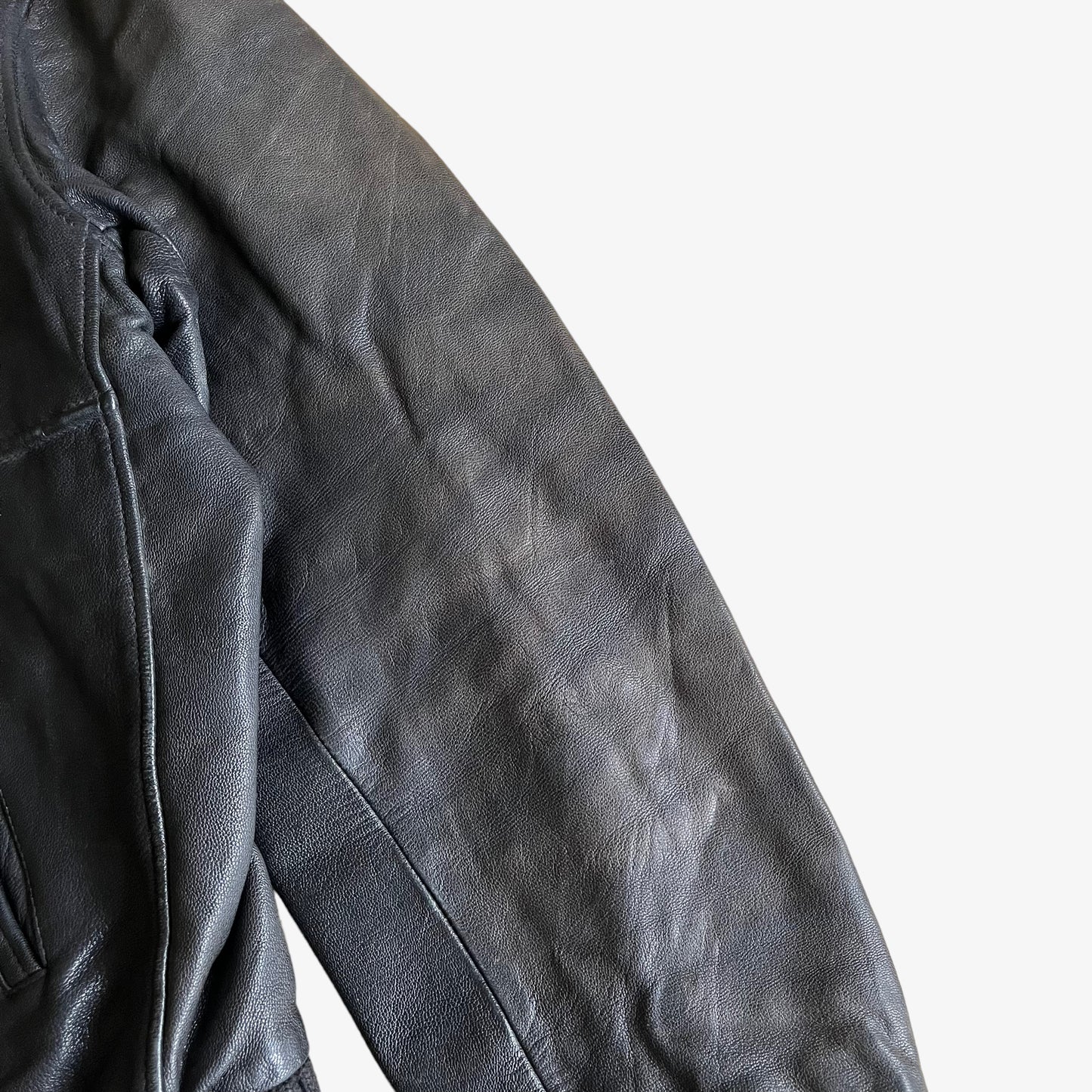 Vintage 90s Schott NYC Black Leather Jacket Sleeve - Casspios Dream