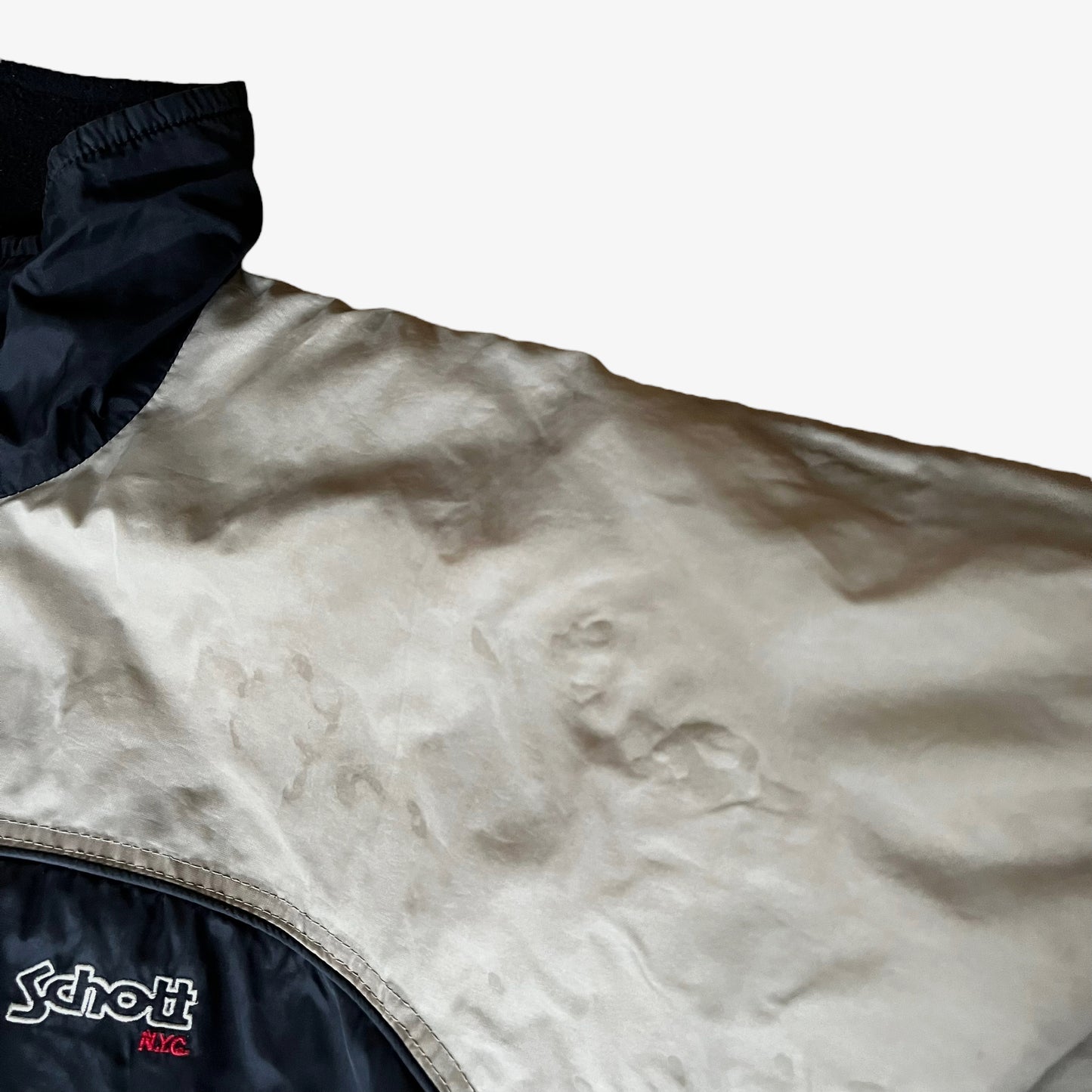 Vintage 90s Schott NYC Windbreaker Jacket Shoulder - Casspios Dream