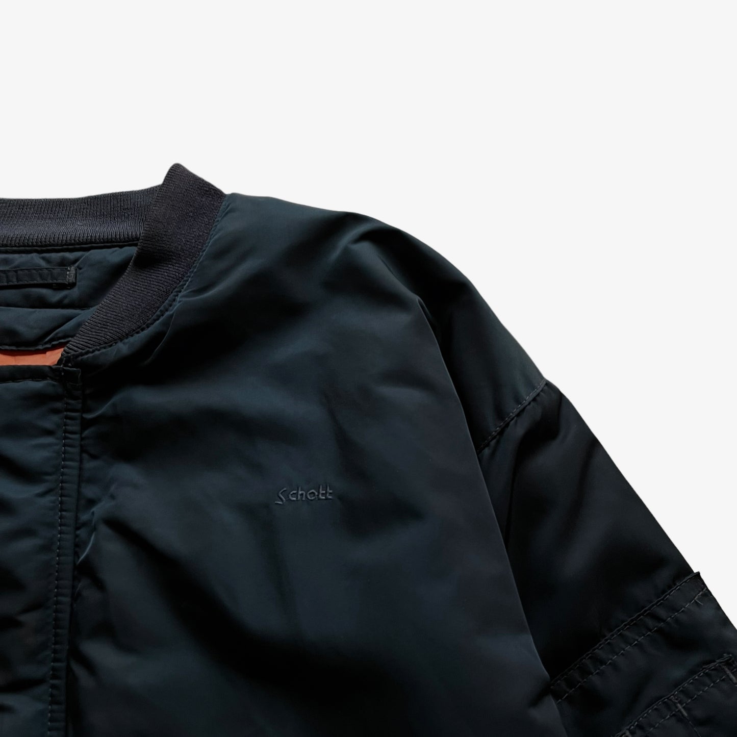 Vintage 90s Schott Spec 86 19-MS Navy Bomber Jacket Logo - Casspios Dream