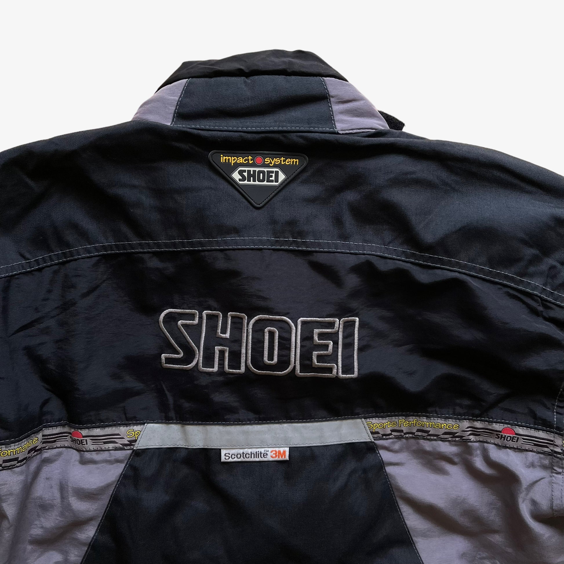Vintage 90s Shoei Biker Jacket With Back Spell Out Logo Embroidered - Casspios Dream