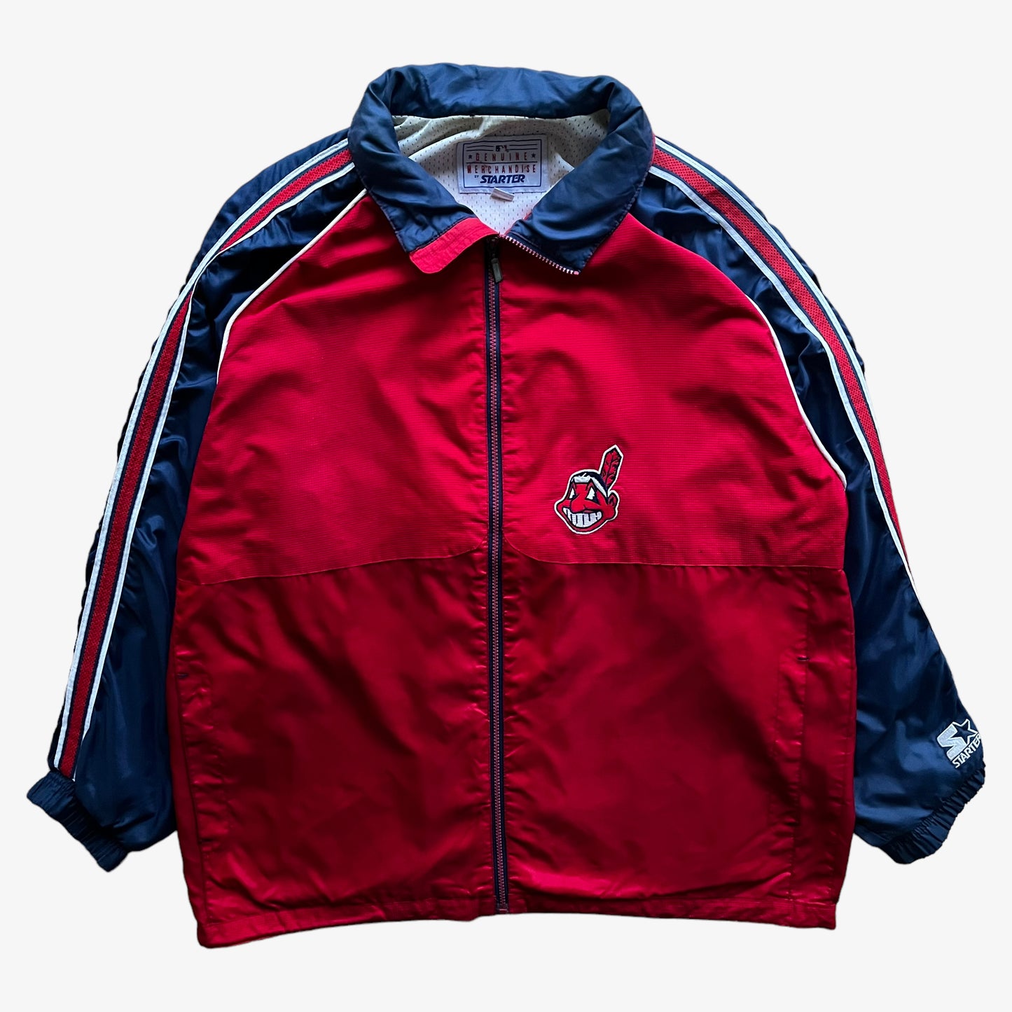 Vintage 90s Starter MLB Cleveland Indians Jacket With Back Spell Out - Casspios Dream
