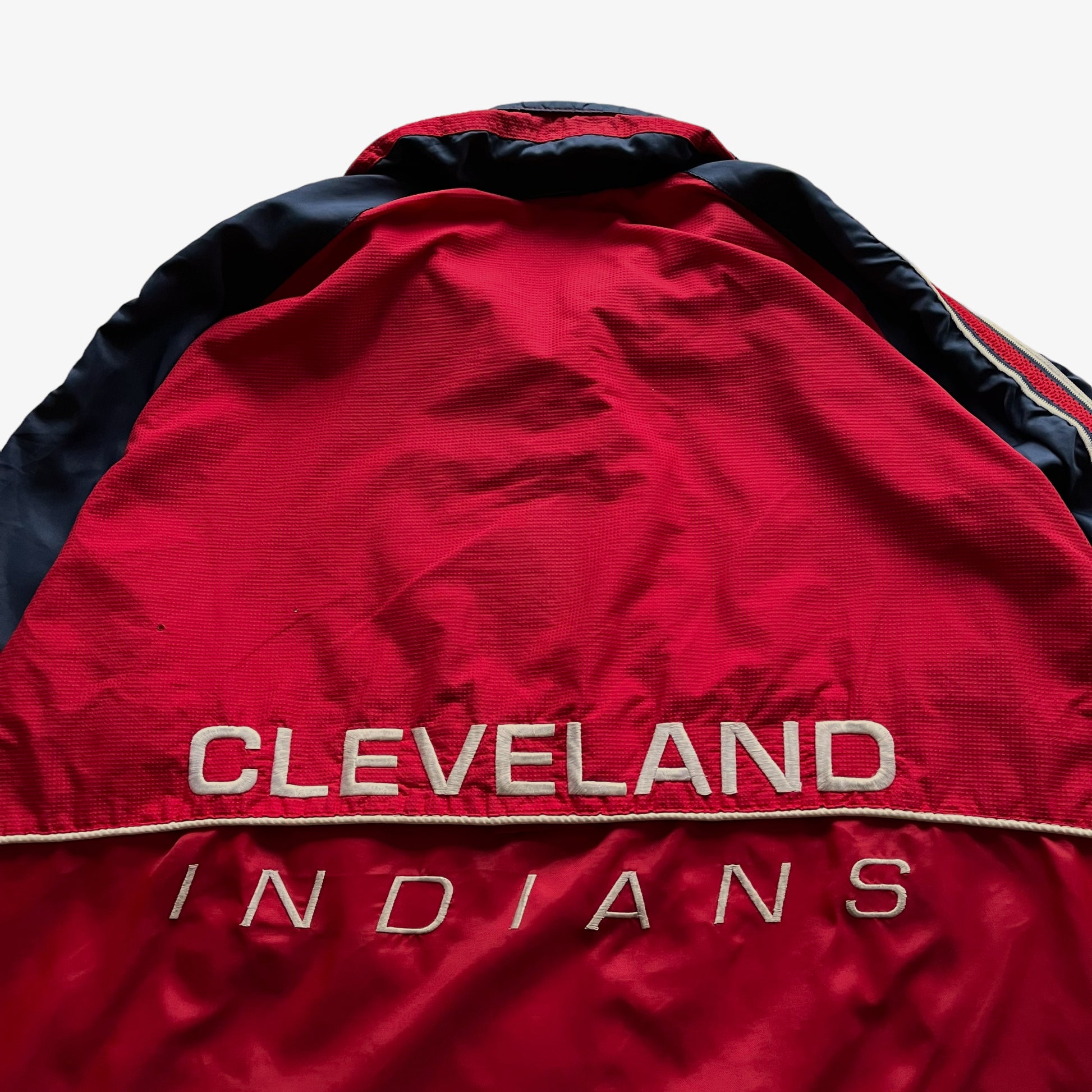 Vintage 90s Starter MLB Cleveland Indians Jacket With Back Spell Out Back Logo - Casspios Dream
