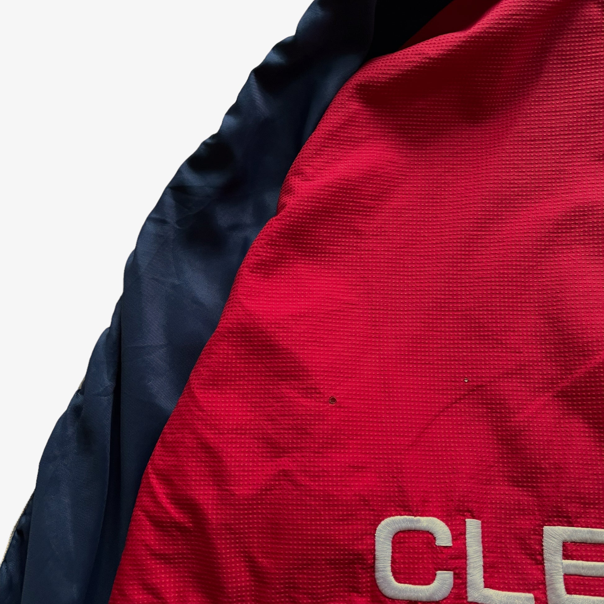 Vintage 90s Starter MLB Cleveland Indians Jacket With Back Spell Out Back Wear - Casspios Dream