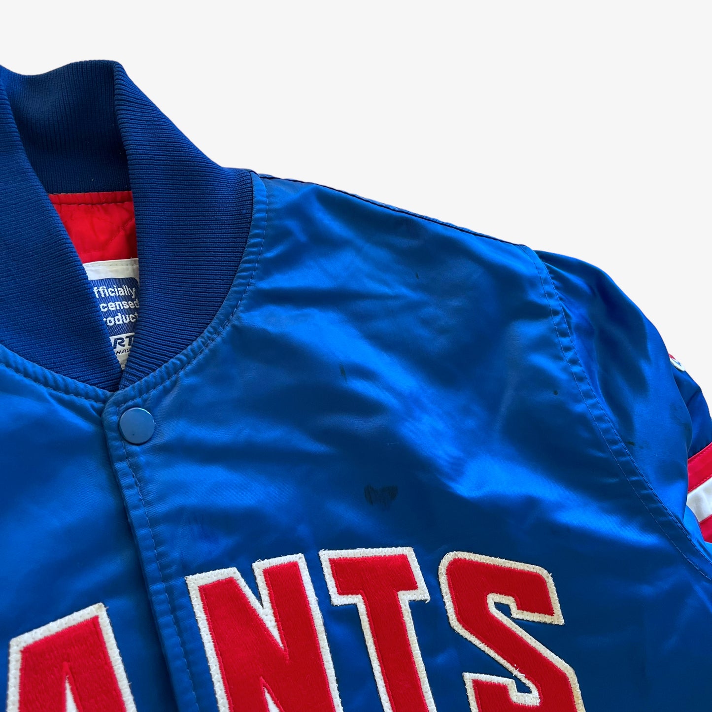 Vintage 90s Starter NFL New York Giants Jacket With Back Embroidered Team Badge Wear - Casspios Dream