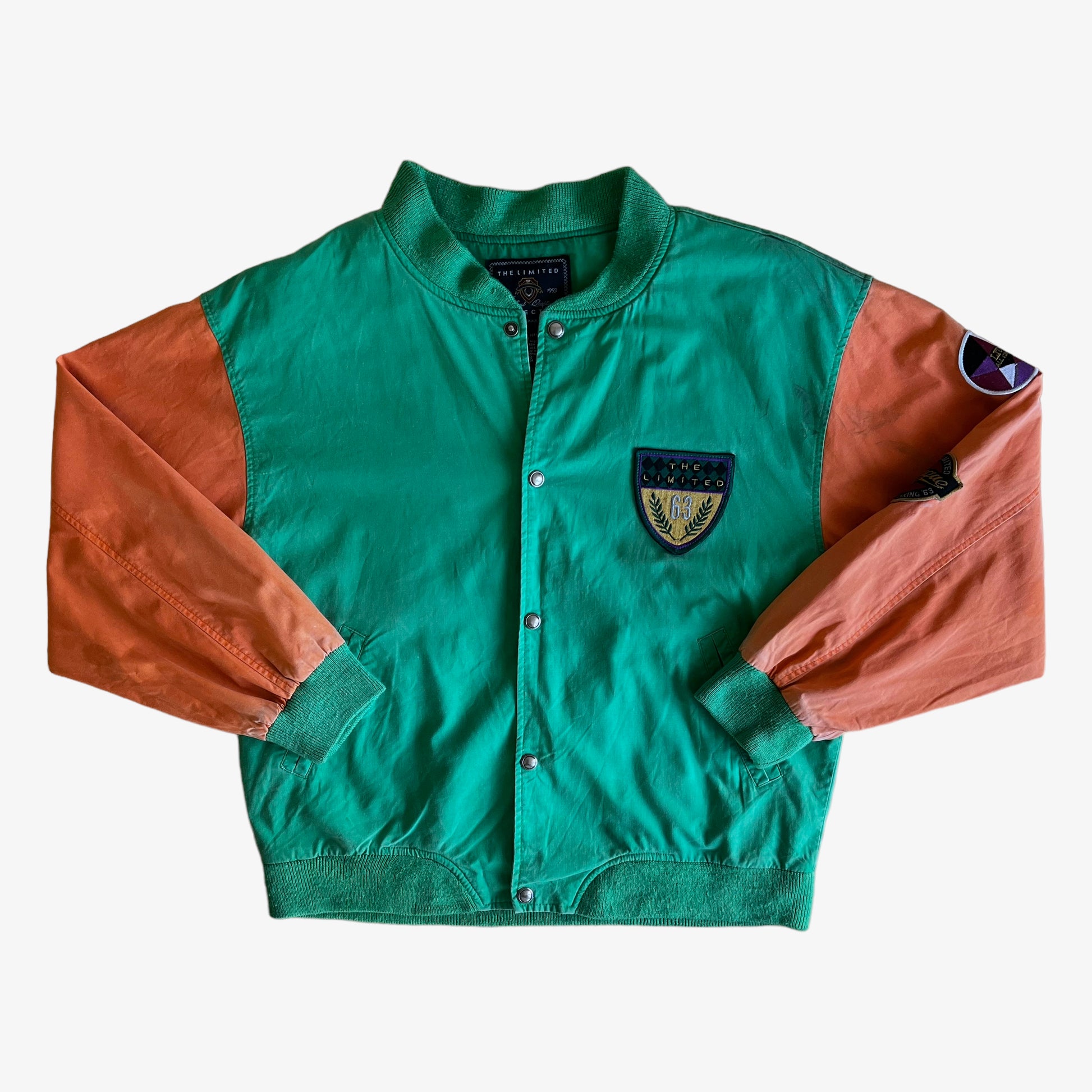 Vintage 90s The Limited Green And Orange Varsity Jacket - Casspios Dream
