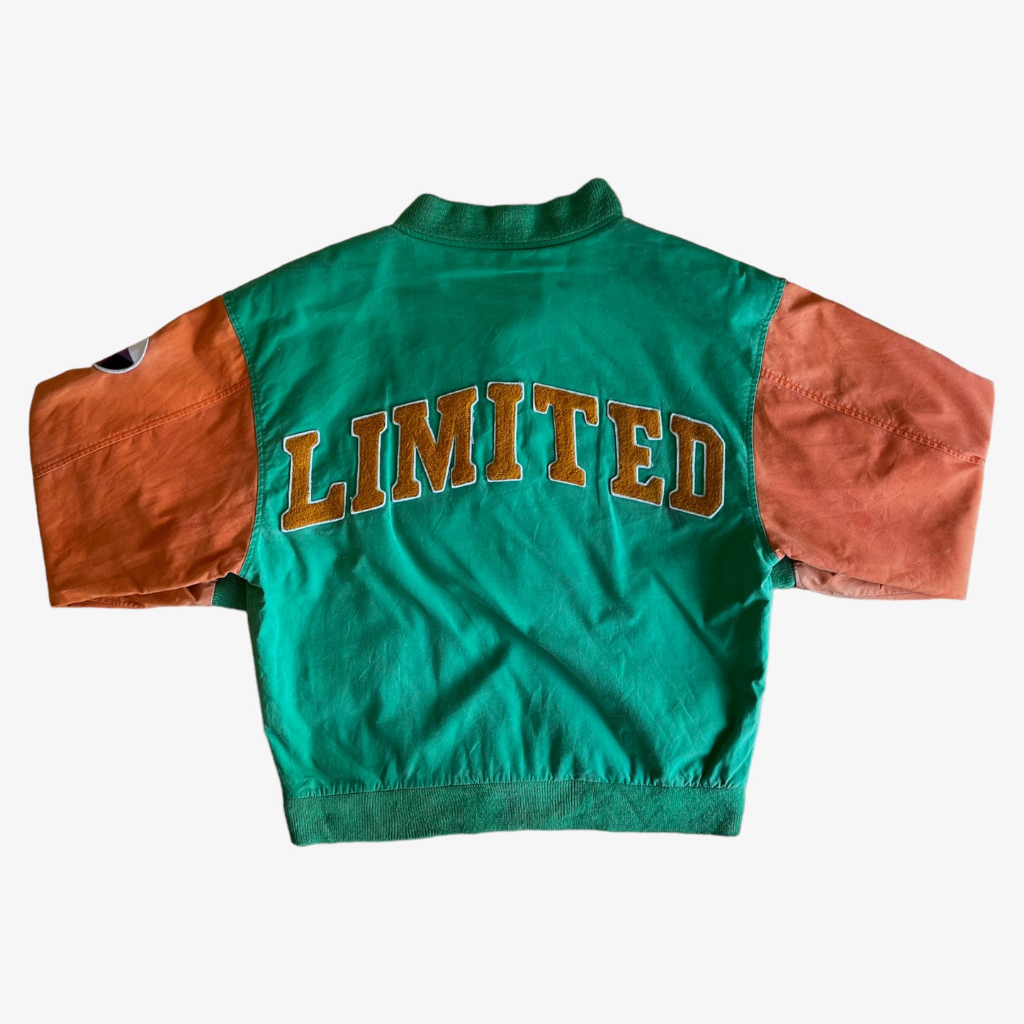 Vintage 90s The Limited Green And Orange Varsity Jacket Back - Casspios Dream