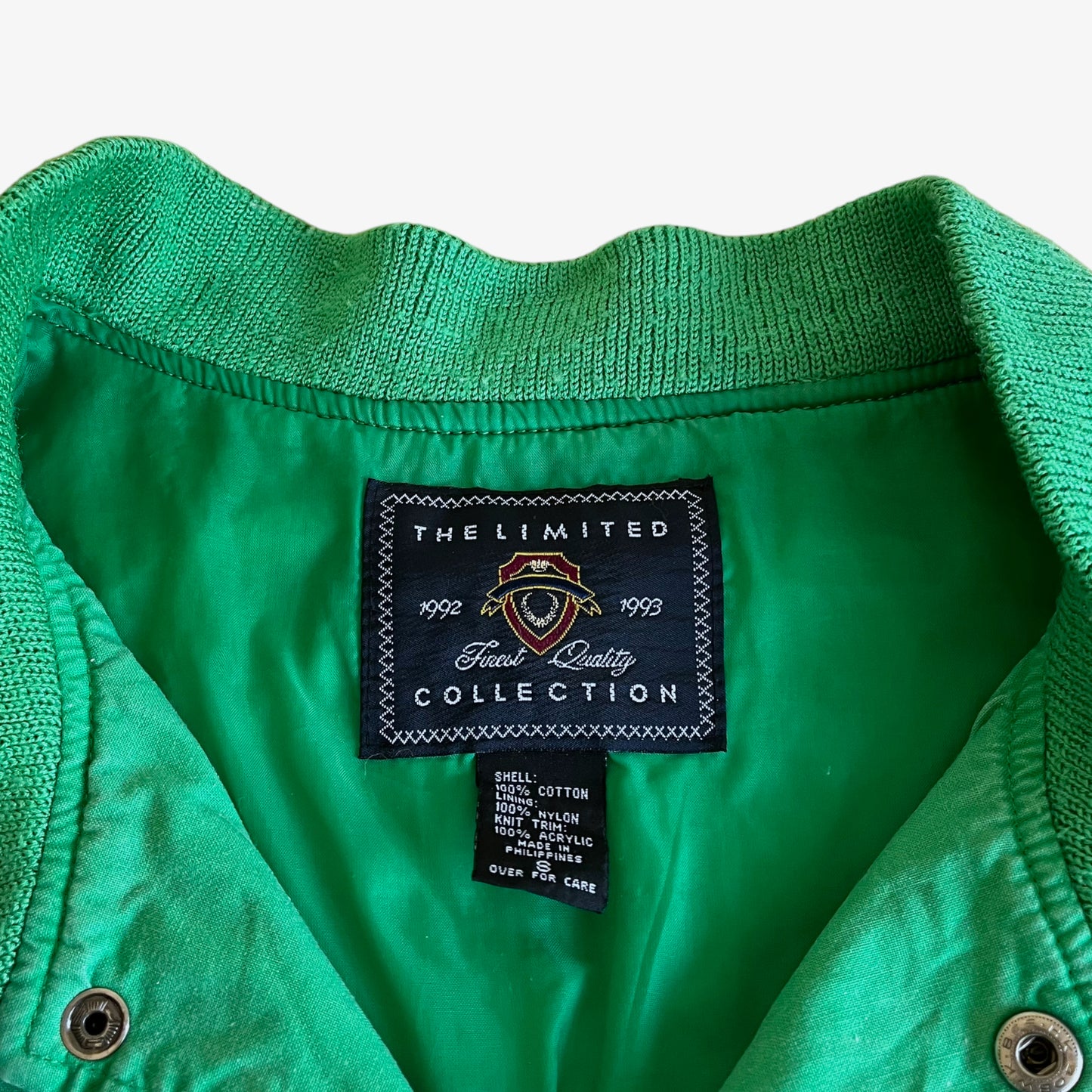 Vintage 90s The Limited Green And Orange Varsity Jacket Label - Casspios Dream