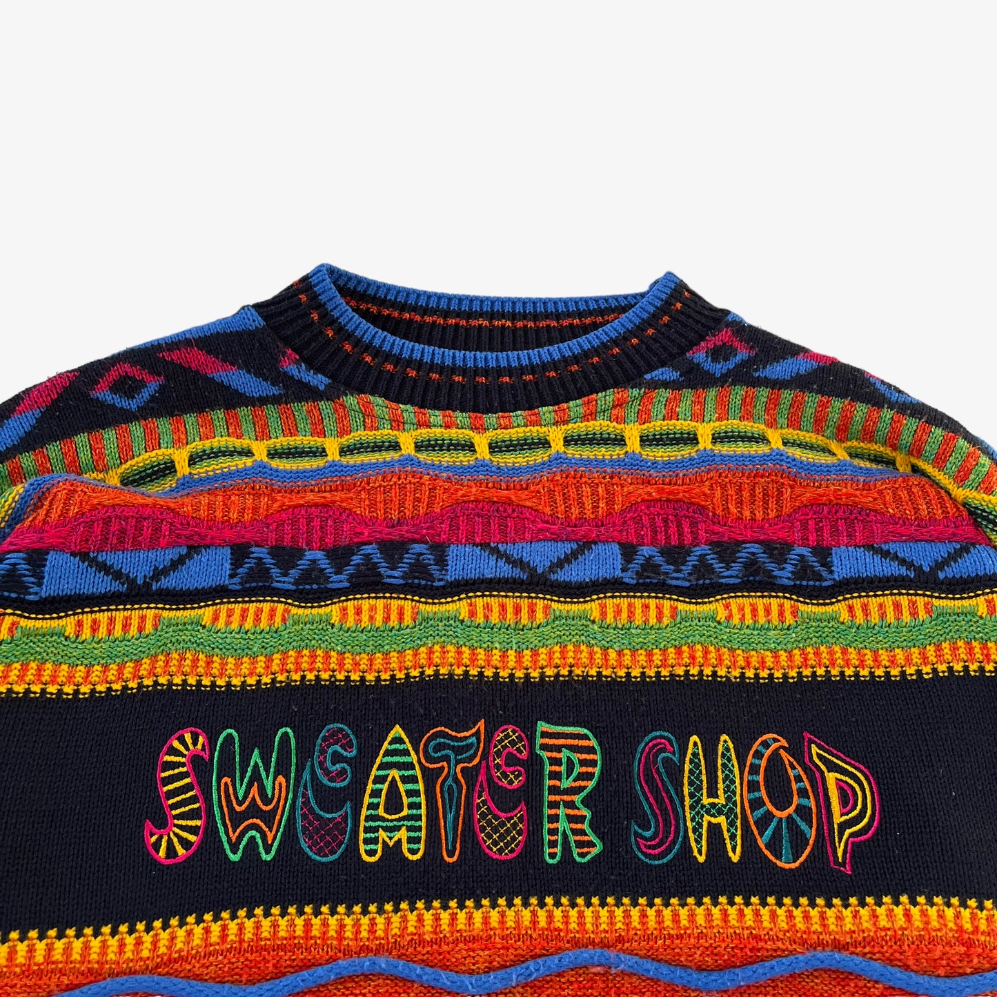 Vintage 90s The Sweater Shop 3D Textured Colourful Knitted Jumper Logo - Casspios Dream