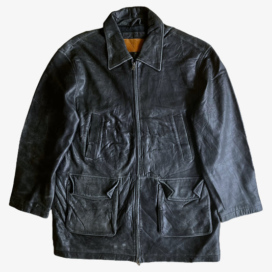 Vintage 90s Timberland Black Leather Coat - Casspios Dream