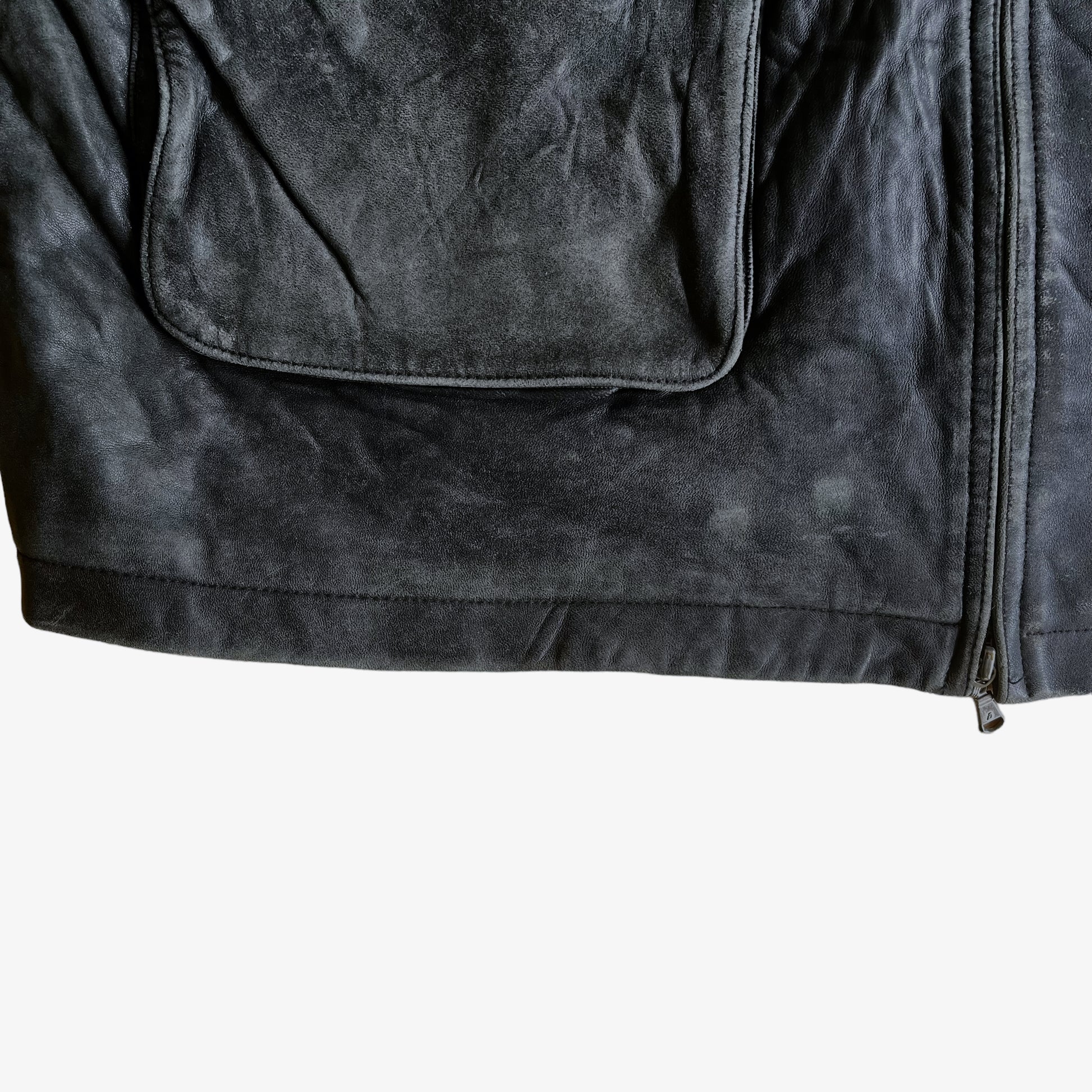 Vintage 90s Timberland Black Leather Coat Wear - Casspios Dream