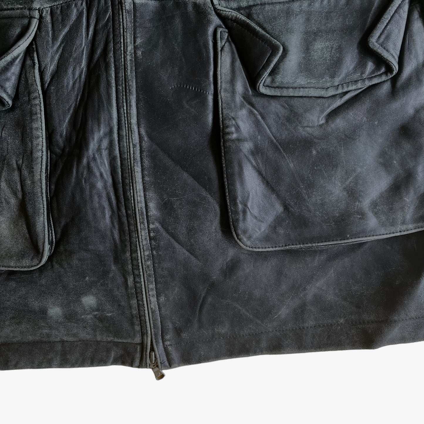 Vintage 90s Timberland Black Leather Coat Zip - Casspios Dream
