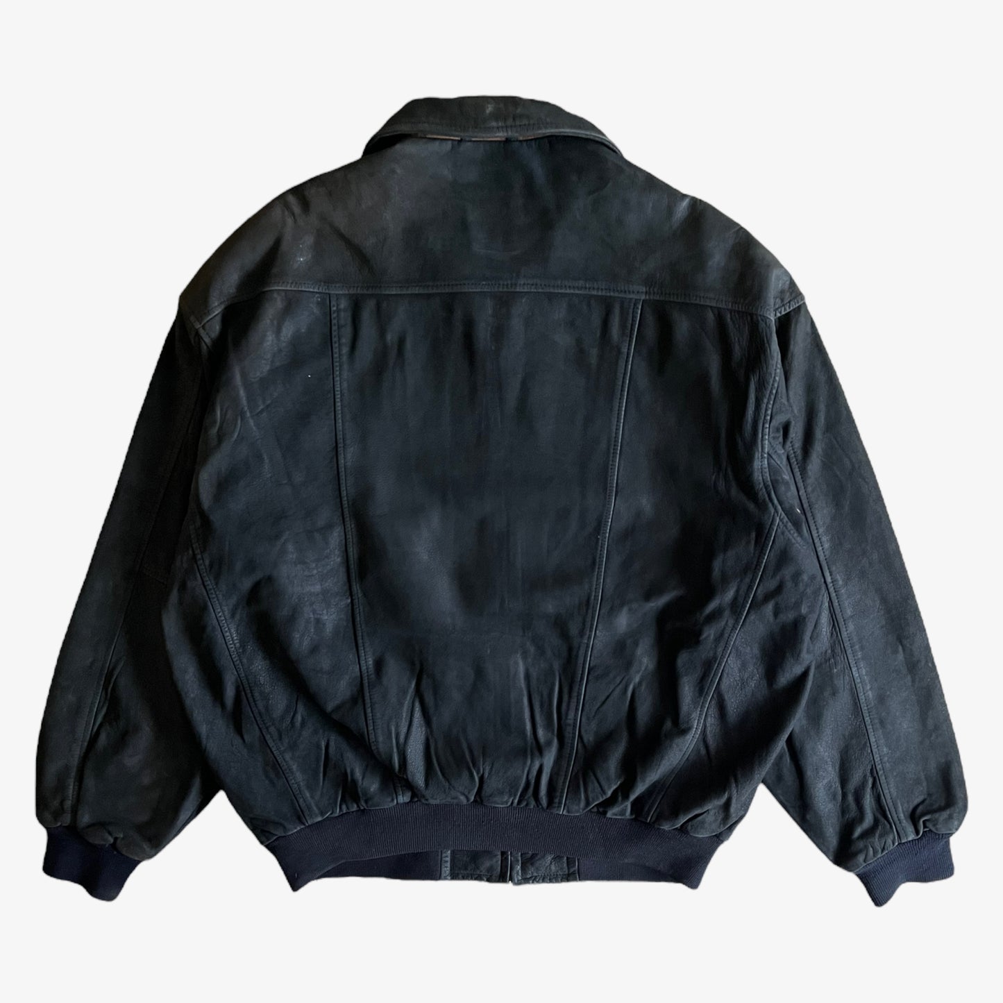 Vintage 90s Timberland Black Leather Driving Jacket Back - Casspios Dream