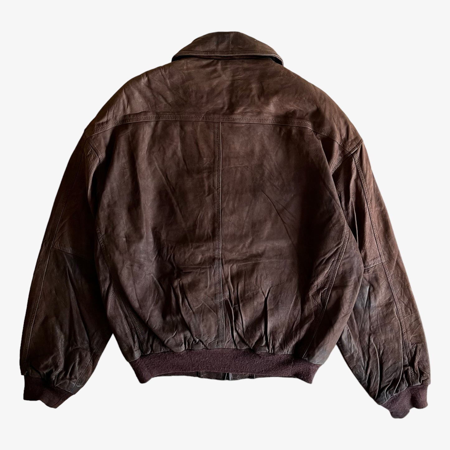Vintage 90s Timberland Brown Leather Driving Jacket Back - Casspios Dream