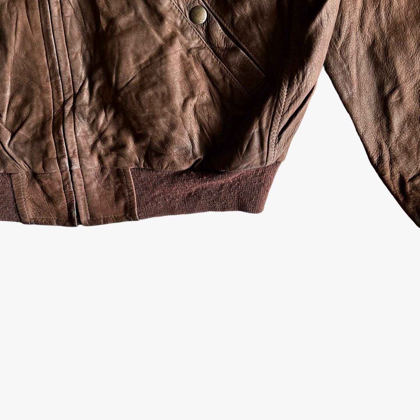 Vintage 90s Timberland Brown Leather Driving Jacket Hem - Casspios Dream