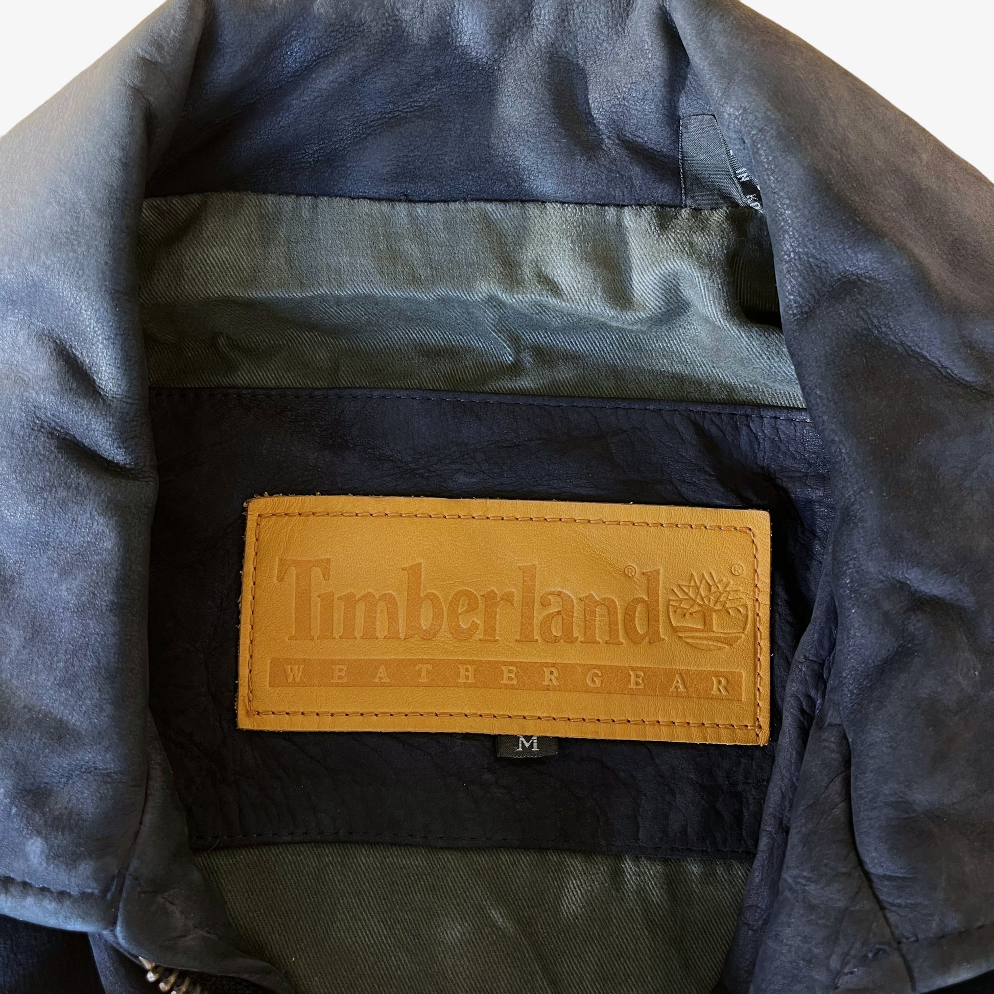 Vintage 90s Timberland Waterproof Leather Jacket Label - Casspios Dream