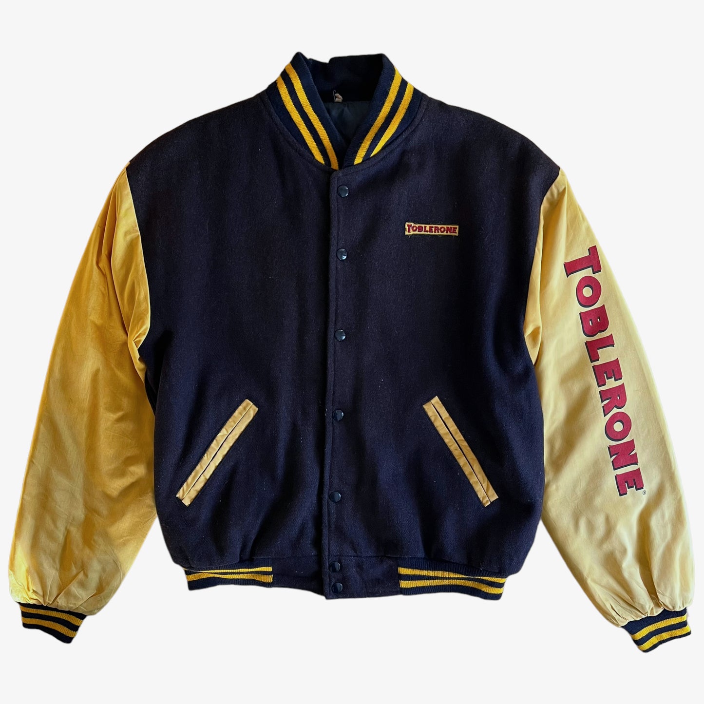 Vintage 90s Toblerone Varsity Jacket With Sleeve Spell Out - Casspios Dream