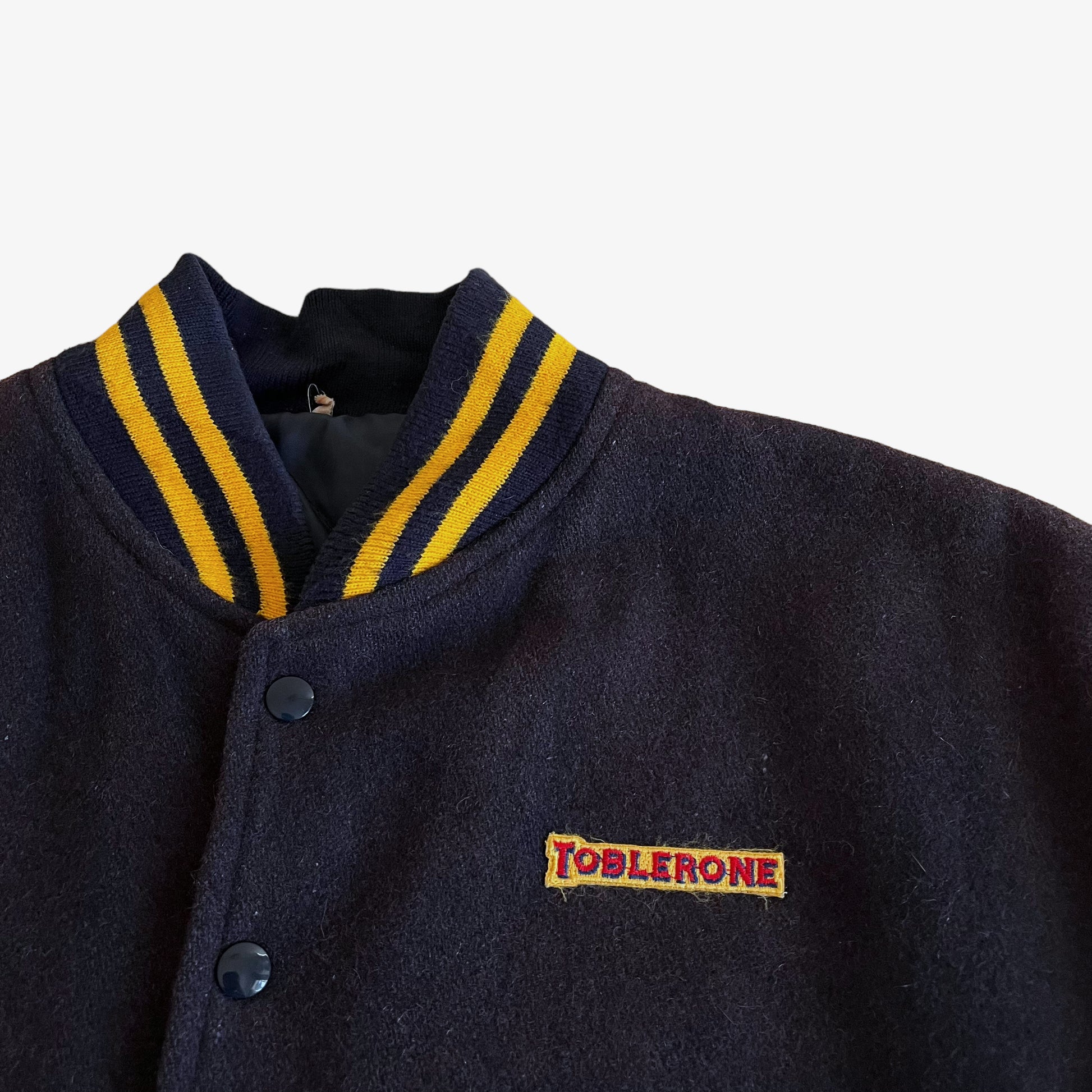 Vintage 90s Toblerone Varsity Jacket With Sleeve Spell Out Logo - Casspios Dream