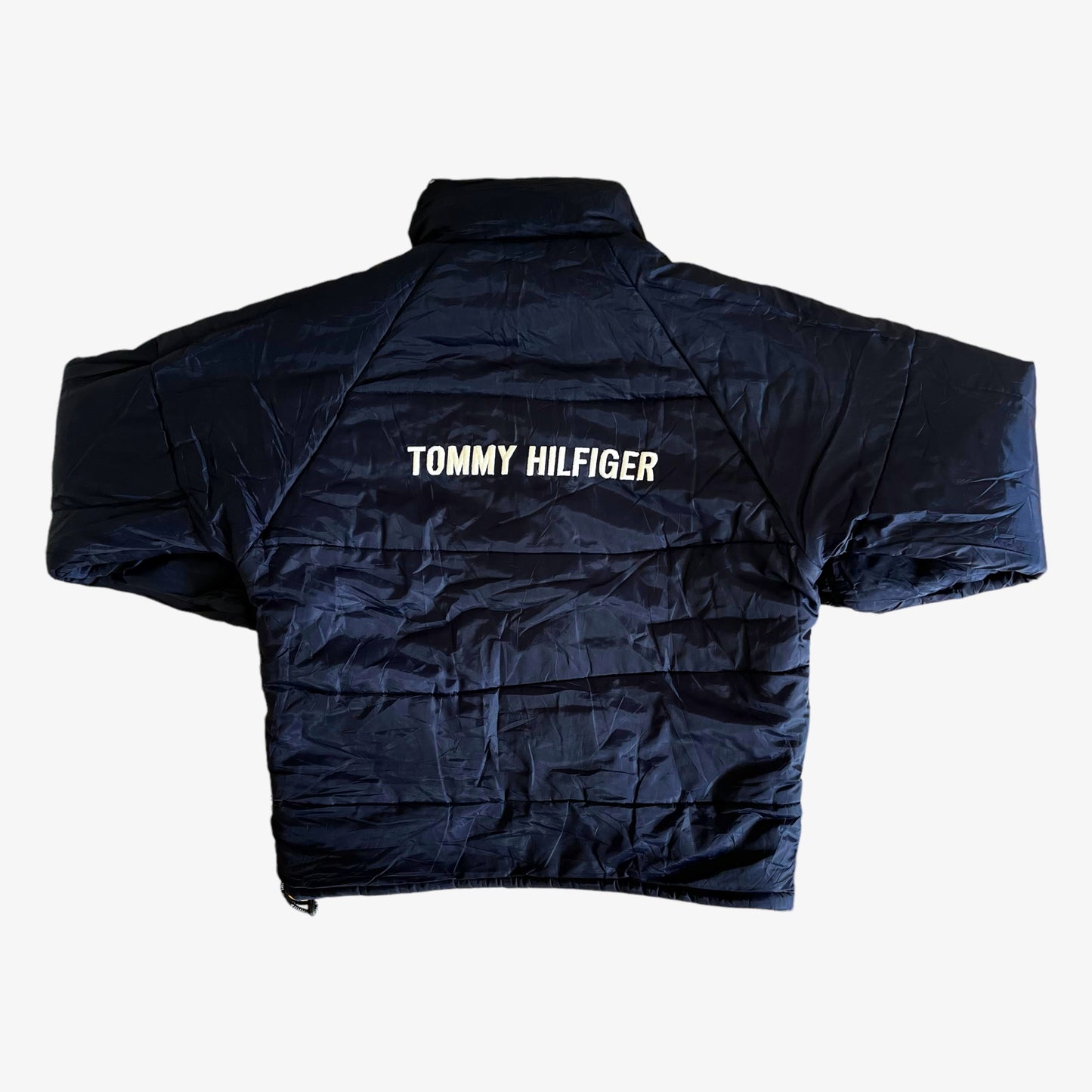 Vintage 90s Tommy Hilfiger Athletics Reversible Spell Out Puffer Jacket Reverse Back - Casspios Dream