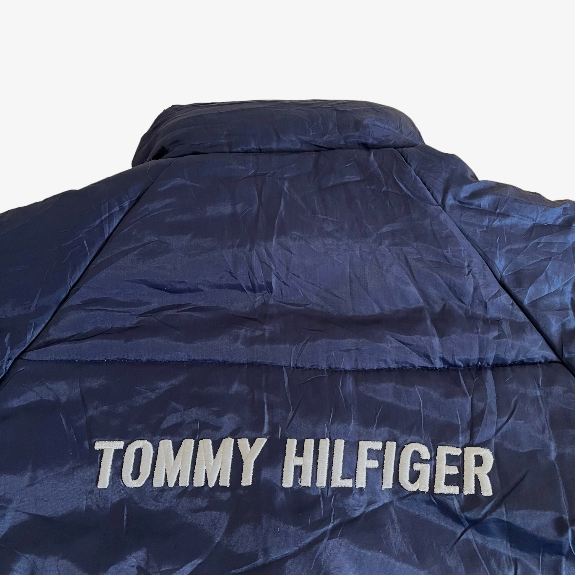 Vintage 90s Tommy Hilfiger Athletics Reversible Spell Out Puffer Jacket Reverse Back Logo- Casspios Dream