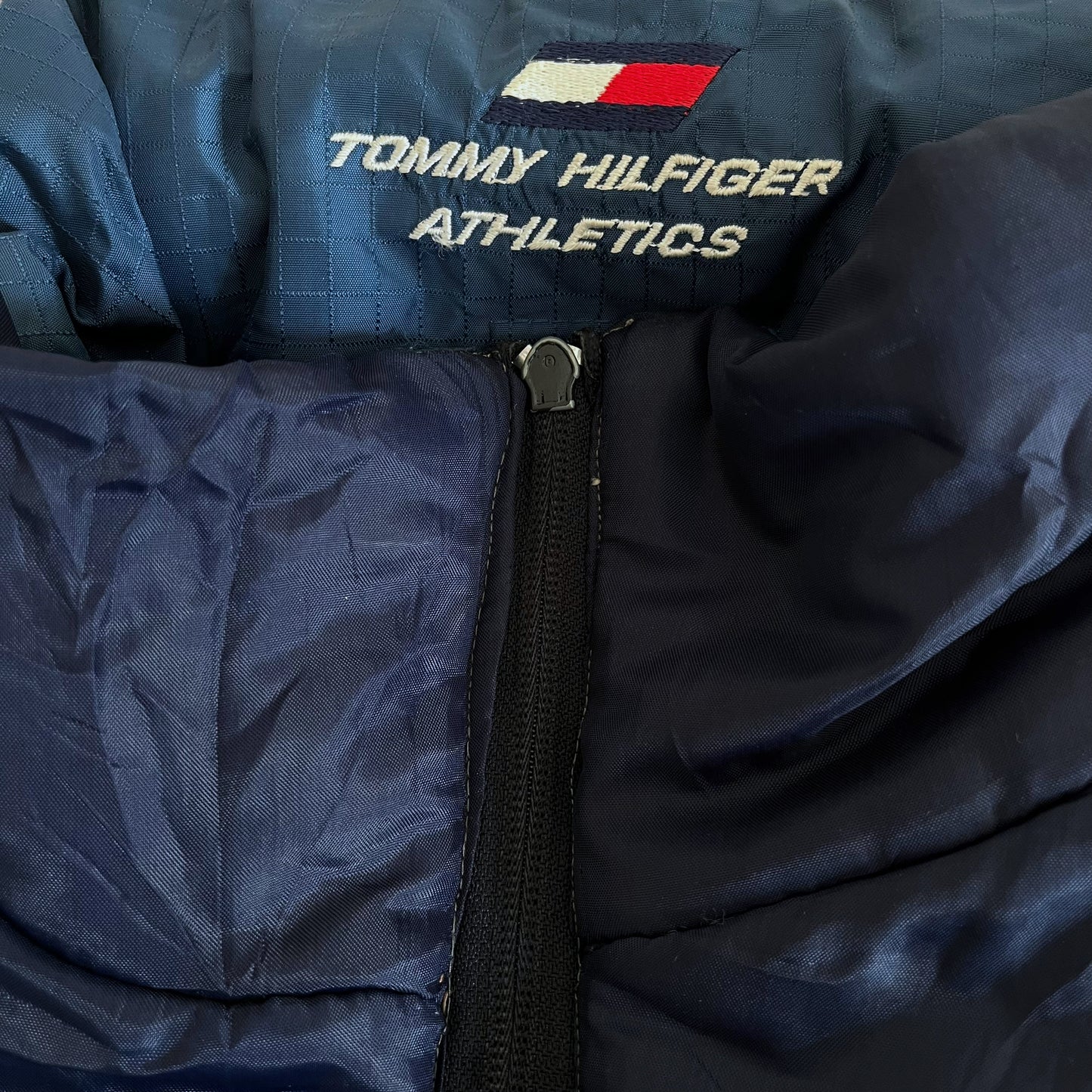 Vintage 90s Tommy Hilfiger Athletics Reversible Spell Out Puffer Jacket Zip - Casspios Dream