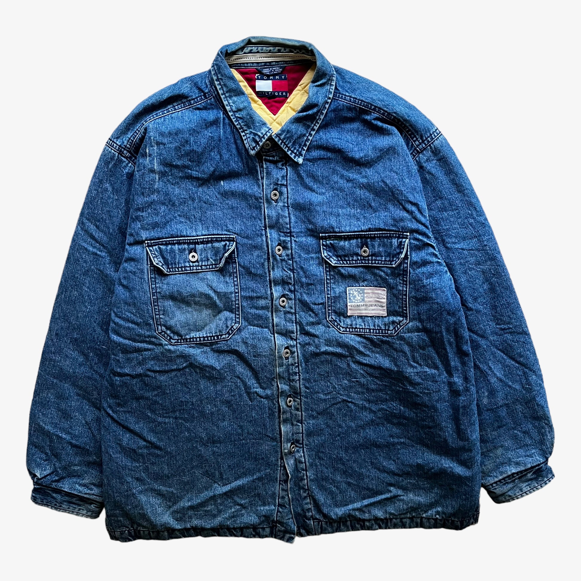 Vintage 90s Tommy Hilfiger Blue Denim Shacket Shirt Jacket - Casspios Dream