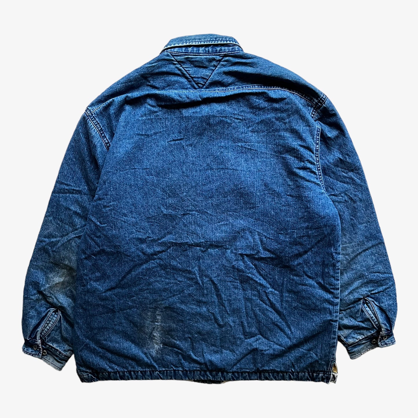 Vintage 90s Tommy Hilfiger Blue Denim Shacket Shirt Jacket Back - Casspios Dream