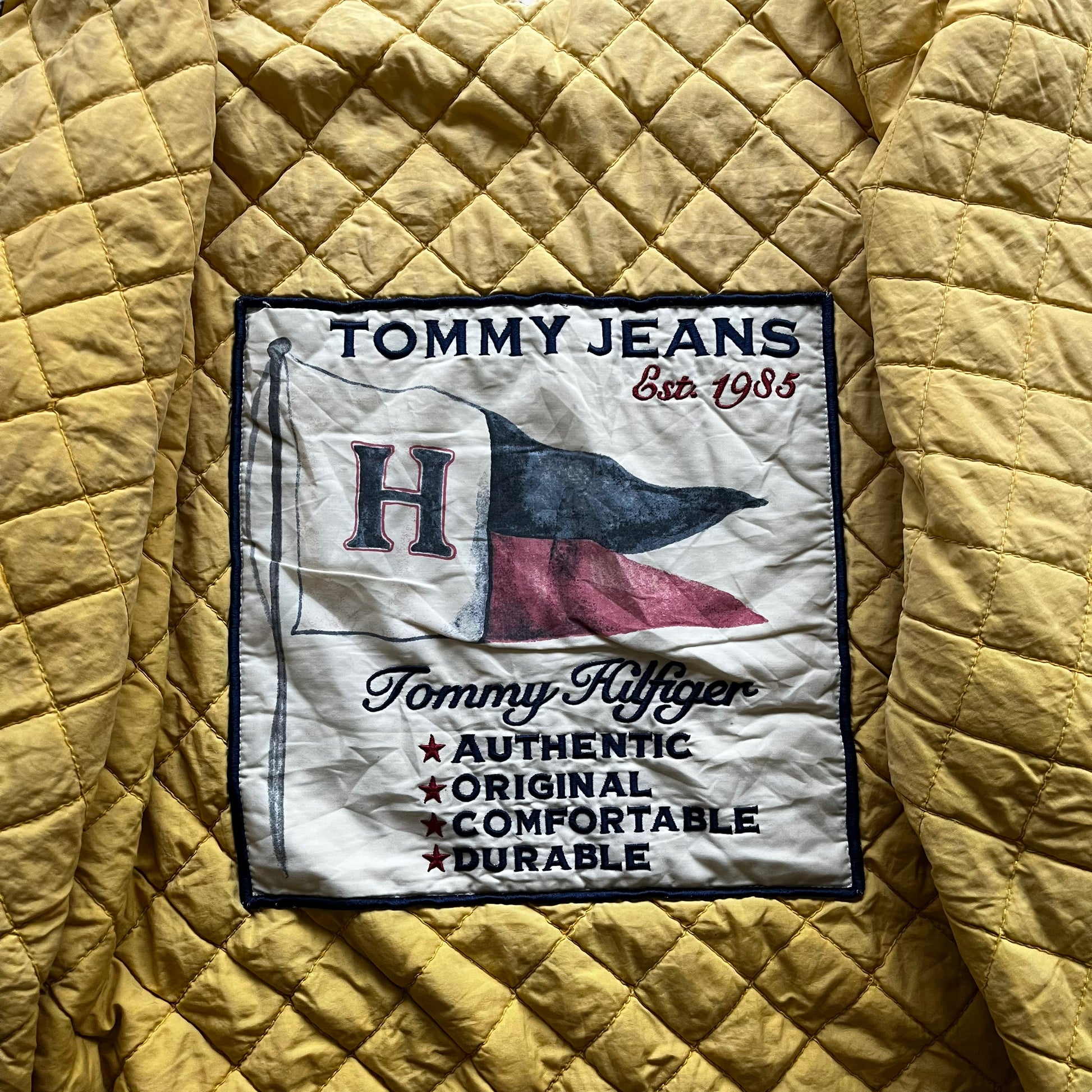 Vintage 90s Tommy Hilfiger Blue Denim Shacket Shirt Jacket Inside Label - Casspios Dream