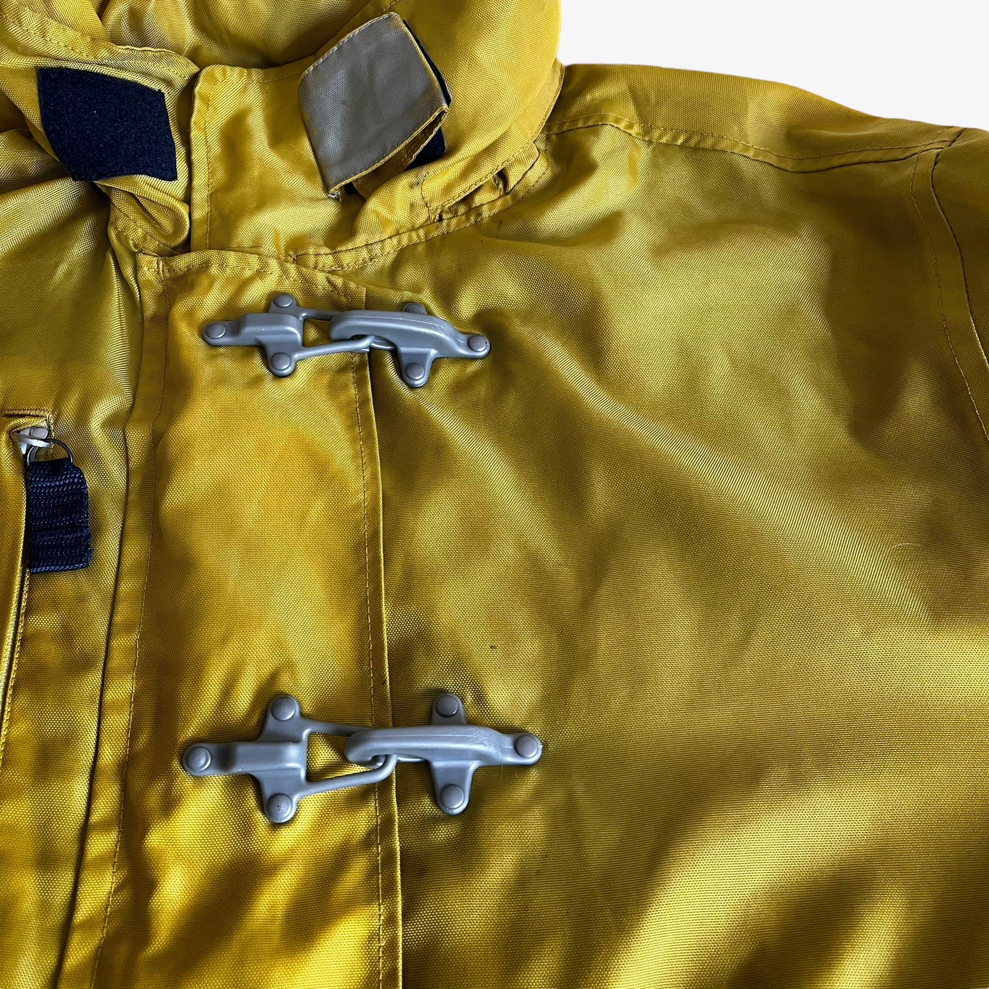 Vintage 90s Tommy Hilfiger Yellow Sailing Gear Jacket With Hook Fasteners Chest - Casspios Dream