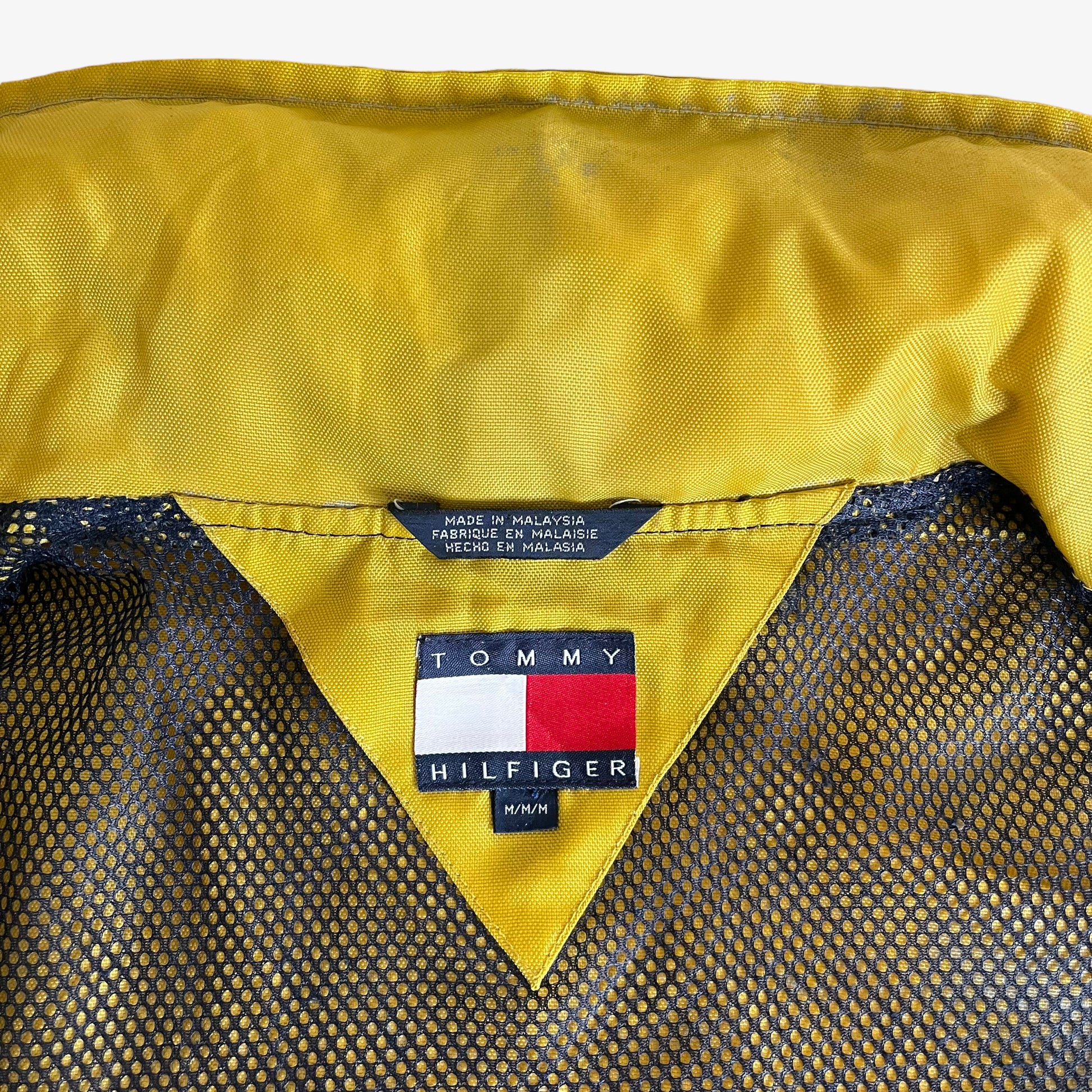 Vintage 90s Tommy Hilfiger Yellow Sailing Gear Jacket With Hook Fasteners Label - Casspios Dream