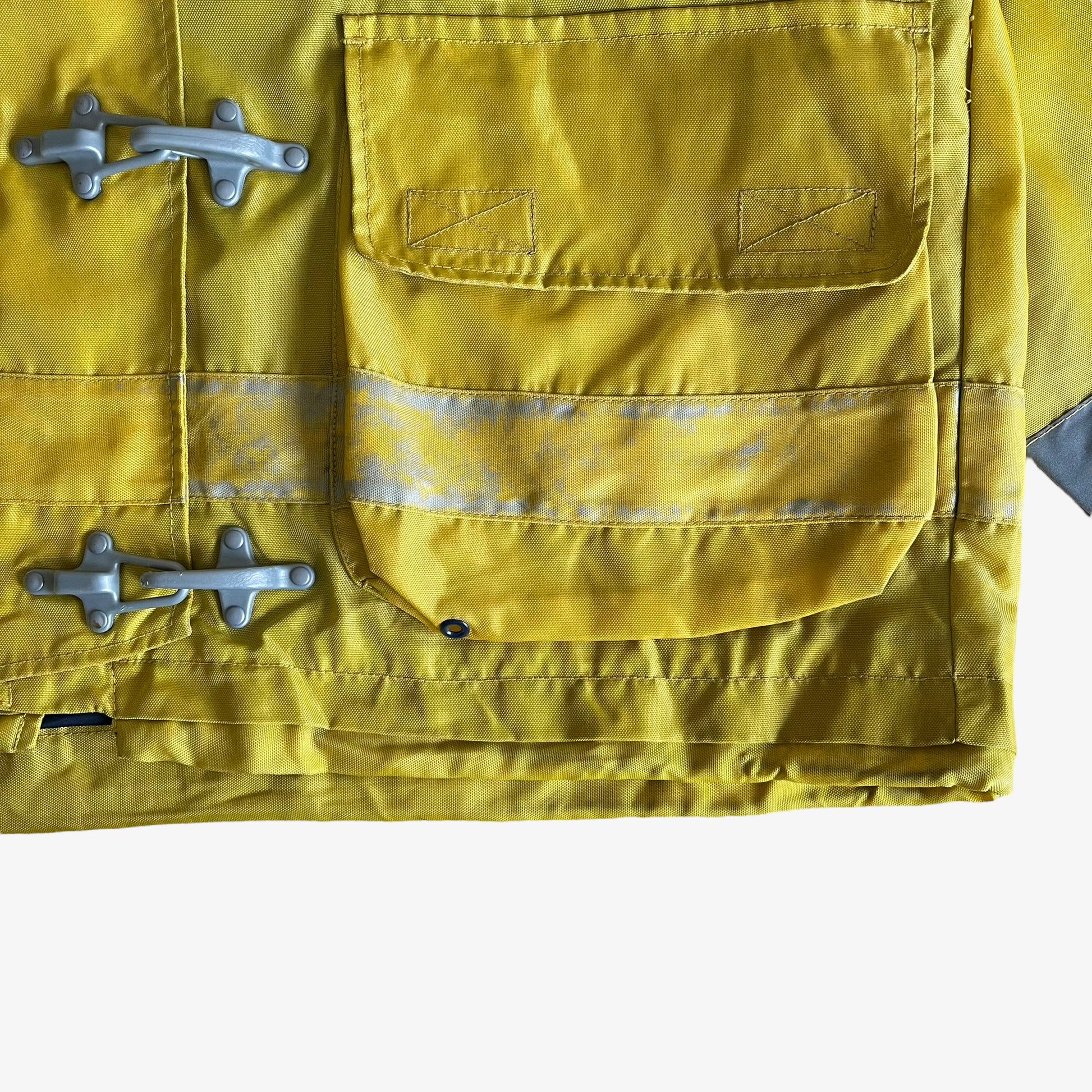 Vintage 90s Tommy Hilfiger Yellow Sailing Gear Jacket With Hook Fasteners Pocket Wear - Casspios Dream