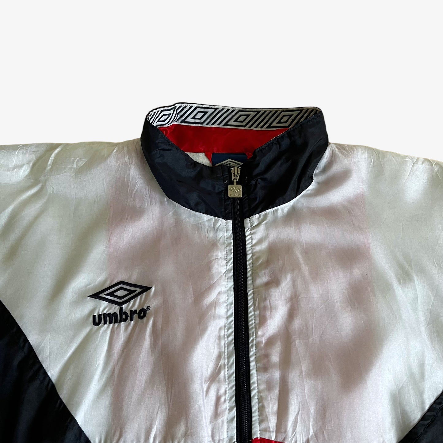Vintage 90s Umbro England Colourway Track Jacket With Back Spell Out Zip - Casspios Dream