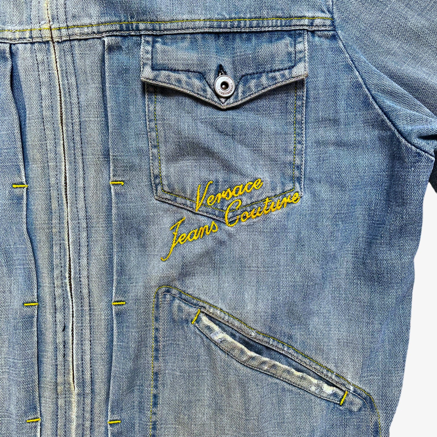 Vintage 90s Versace Jeans Couture Denim Jacket Logo - Casspios Dream