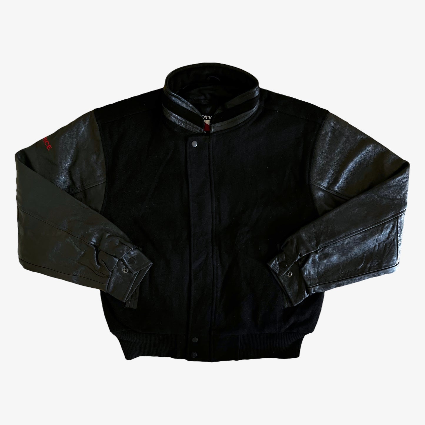 Vintage 90s Warriors Black Leather Varsity Jacket - Casspios Dream