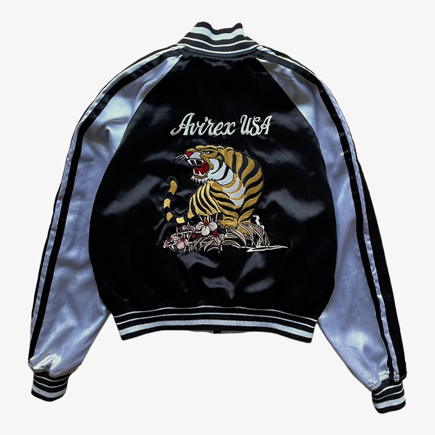 Vintage 90s Womens AVIREX Reversible Bomber Jacket Back - Casspios Dream
