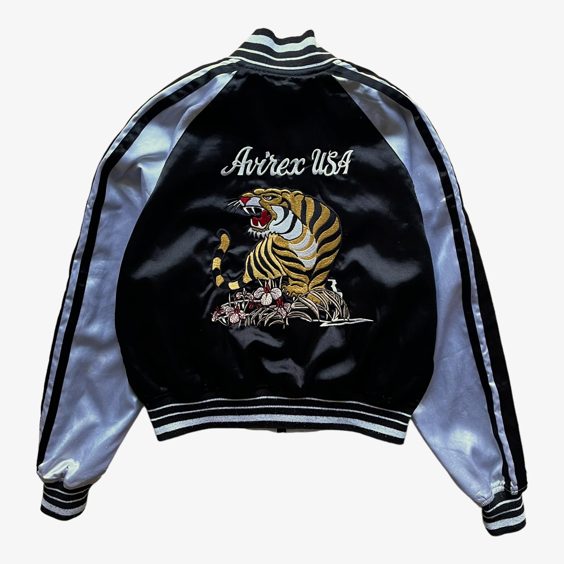 Vintage 90s Womens AVIREX Reversible Bomber Jacket Back - Casspios Dream