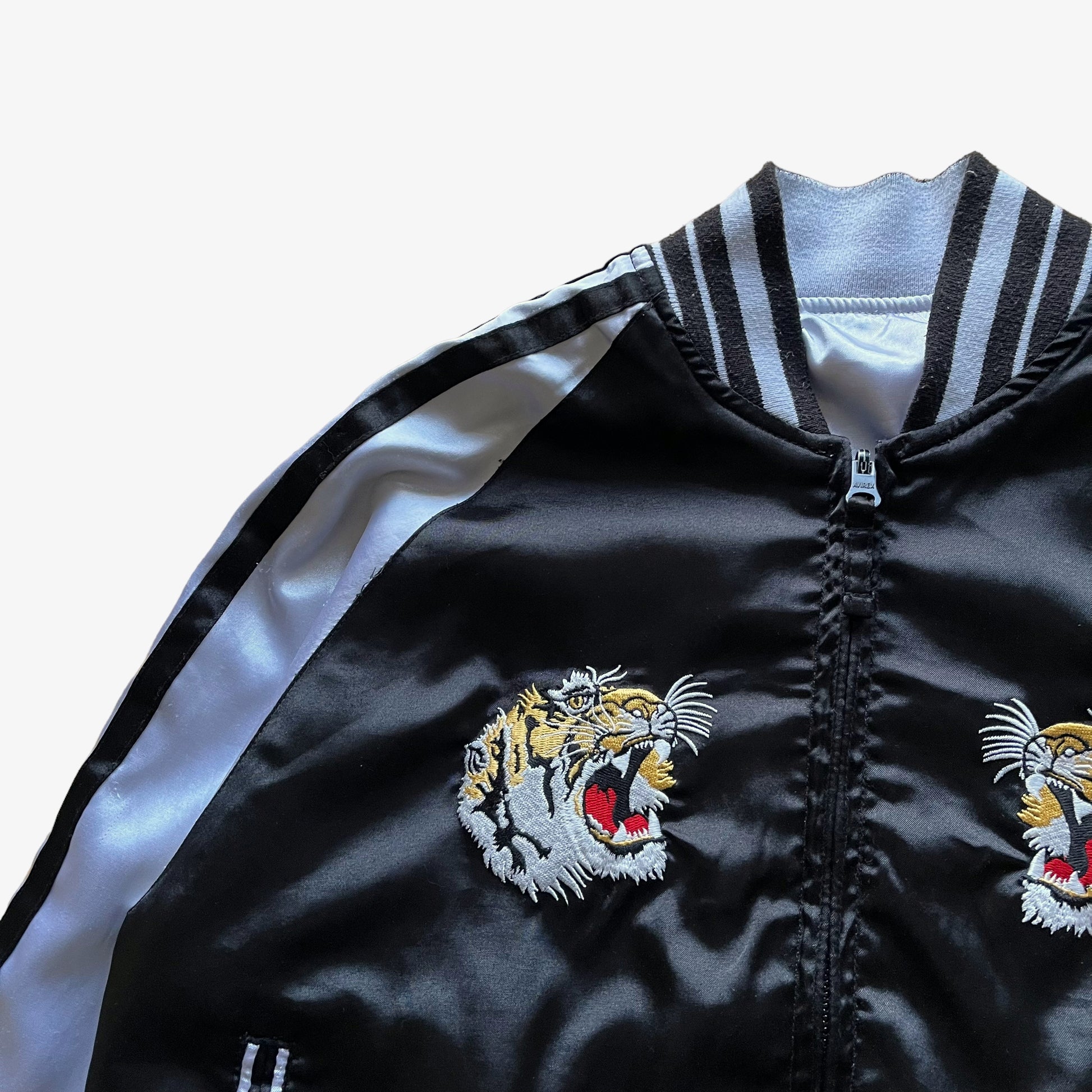 Vintage 90s Womens AVIREX Reversible Bomber Jacket Tiger Face - Casspios Dream