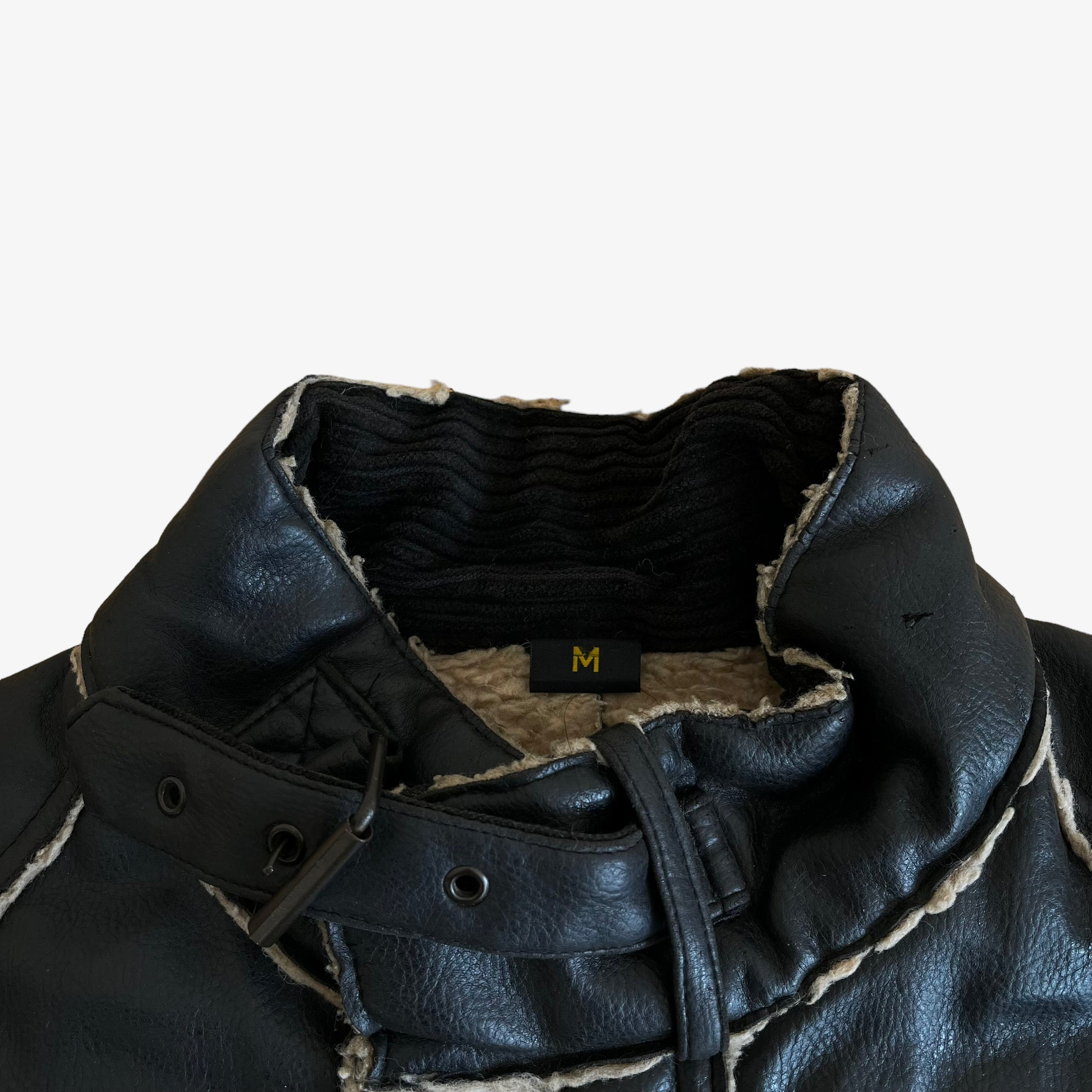 Vintage 90s Womens Belstaff Faux Leather Utility Jacket Collar - Casspios Dream