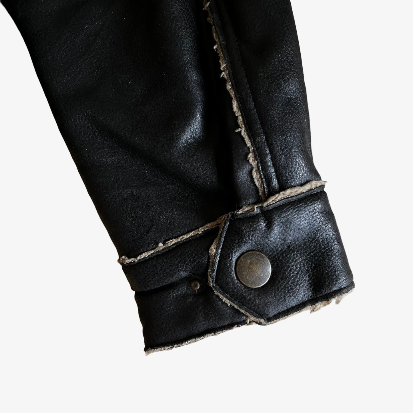 Vintage 90s Womens Belstaff Faux Leather Utility Jacket Cuff - Casspios Dream