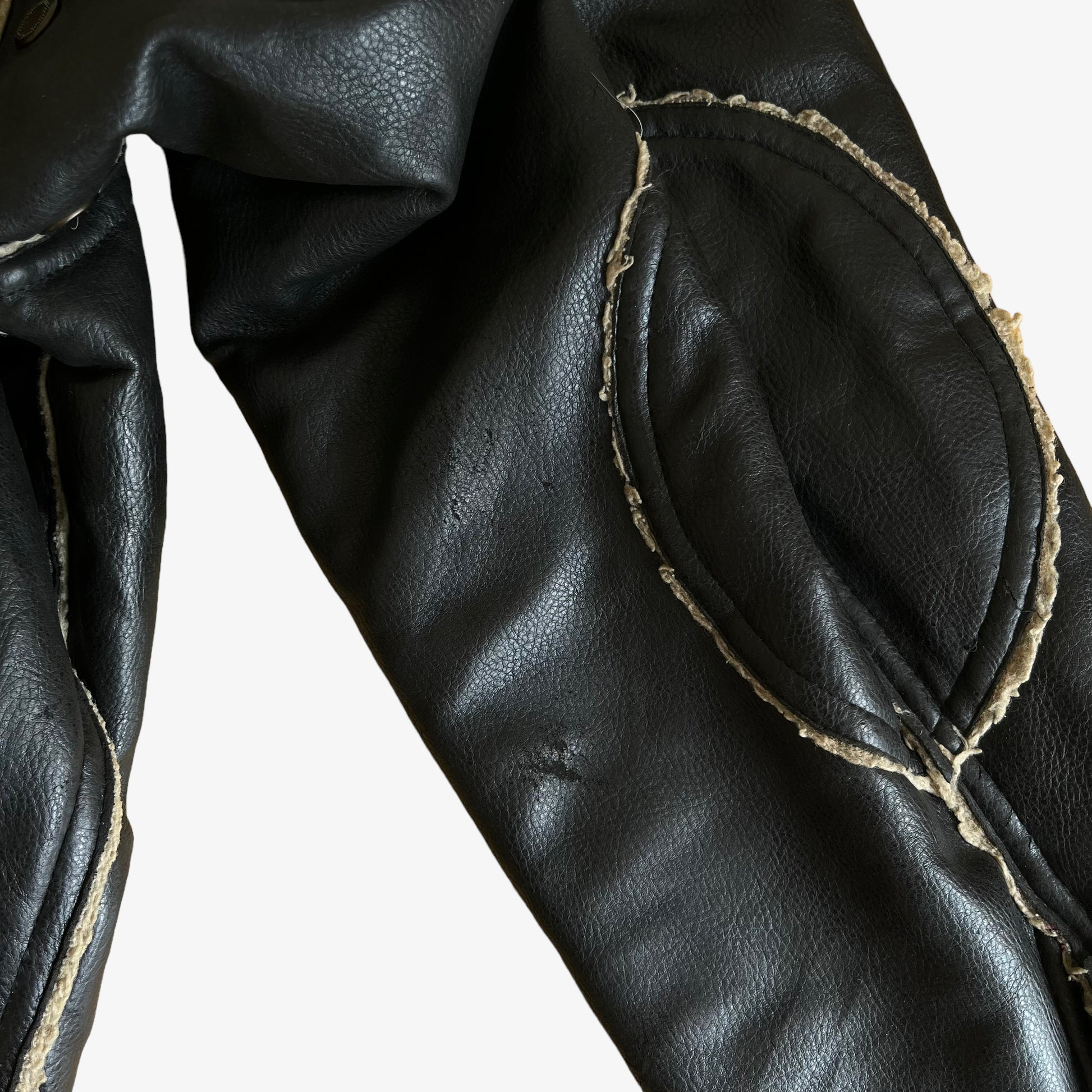 Vintage 90s Womens Belstaff Faux Leather Utility Jacket Elbow - Casspios Dream