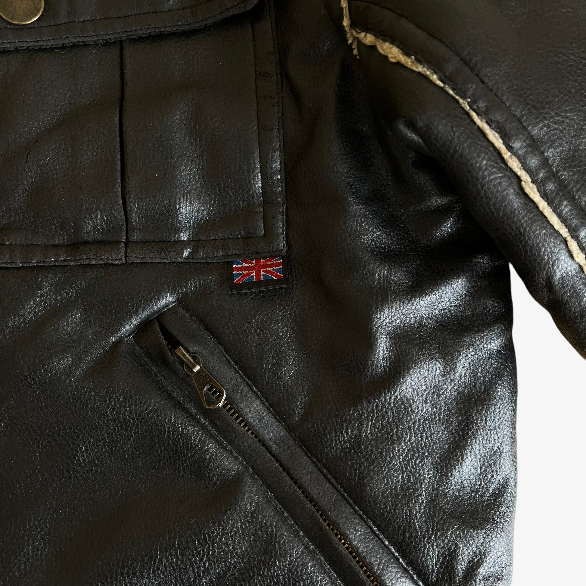 Vintage 90s Womens Belstaff Faux Leather Utility Jacket Pocket - Casspios Dream