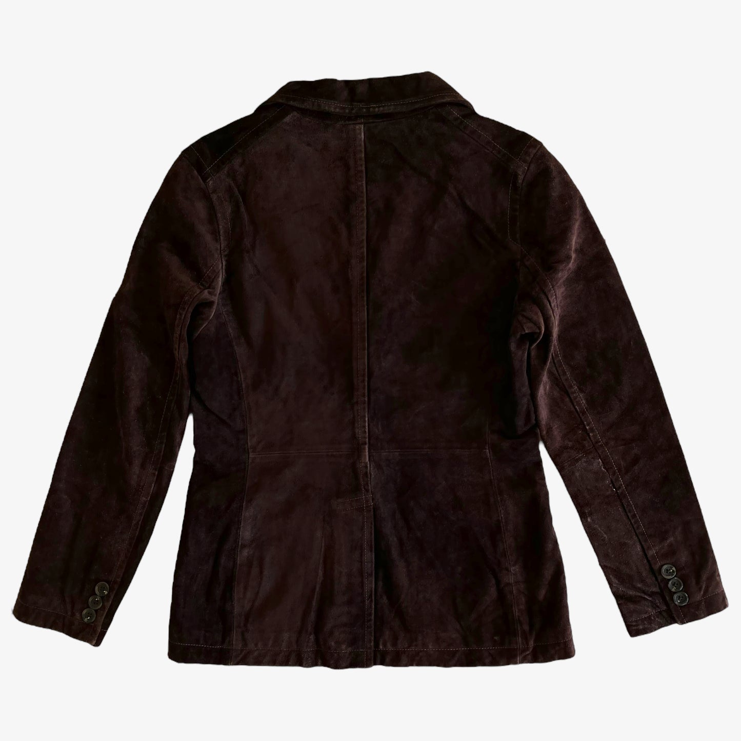 Vintage 90s Womens GAP Brown Leather Suede Blazer Back - Casspios Dream