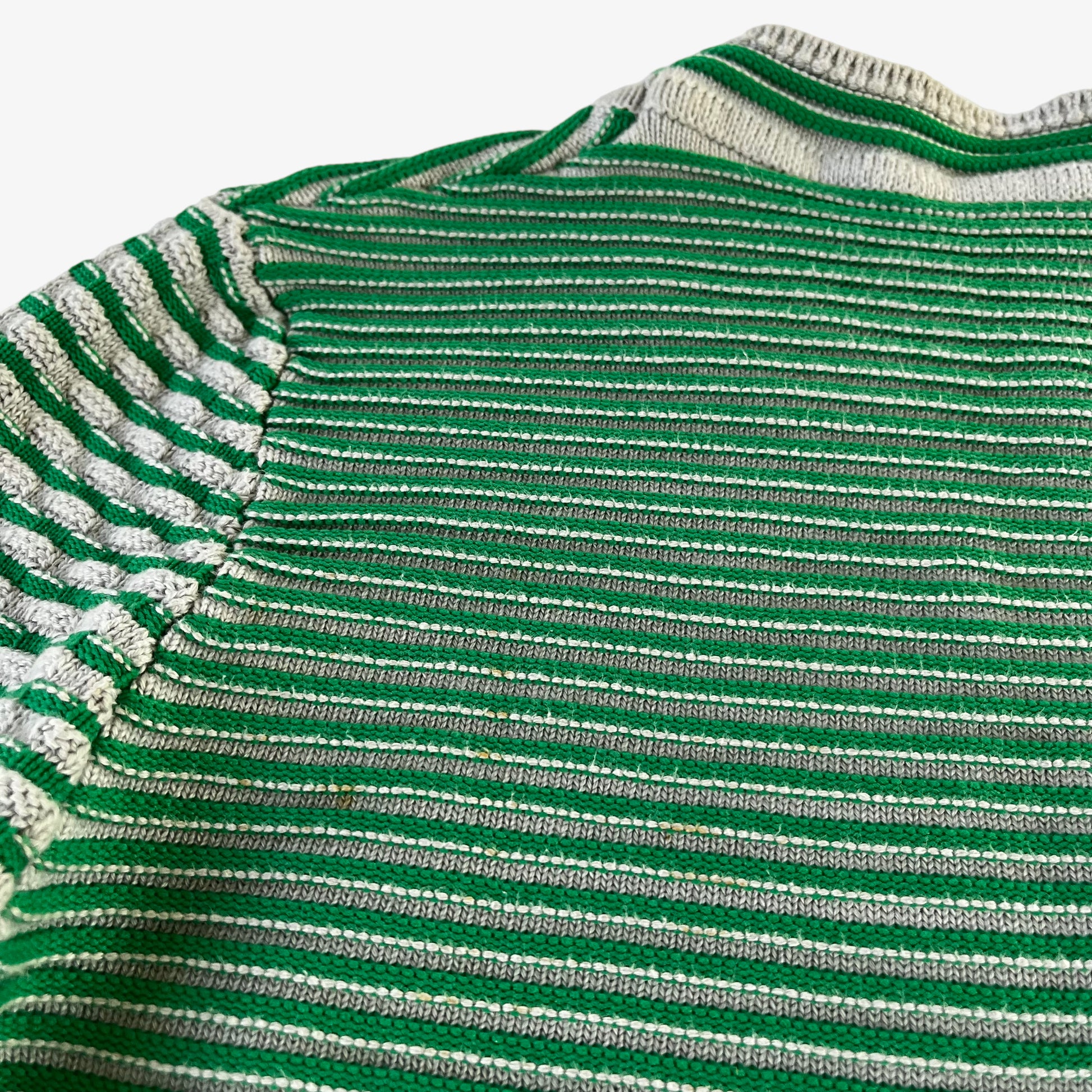 Vintage 90s Womens Kenzo Paris Green Ribbed Spell Out Jumper Shoulder - Casspios Dream