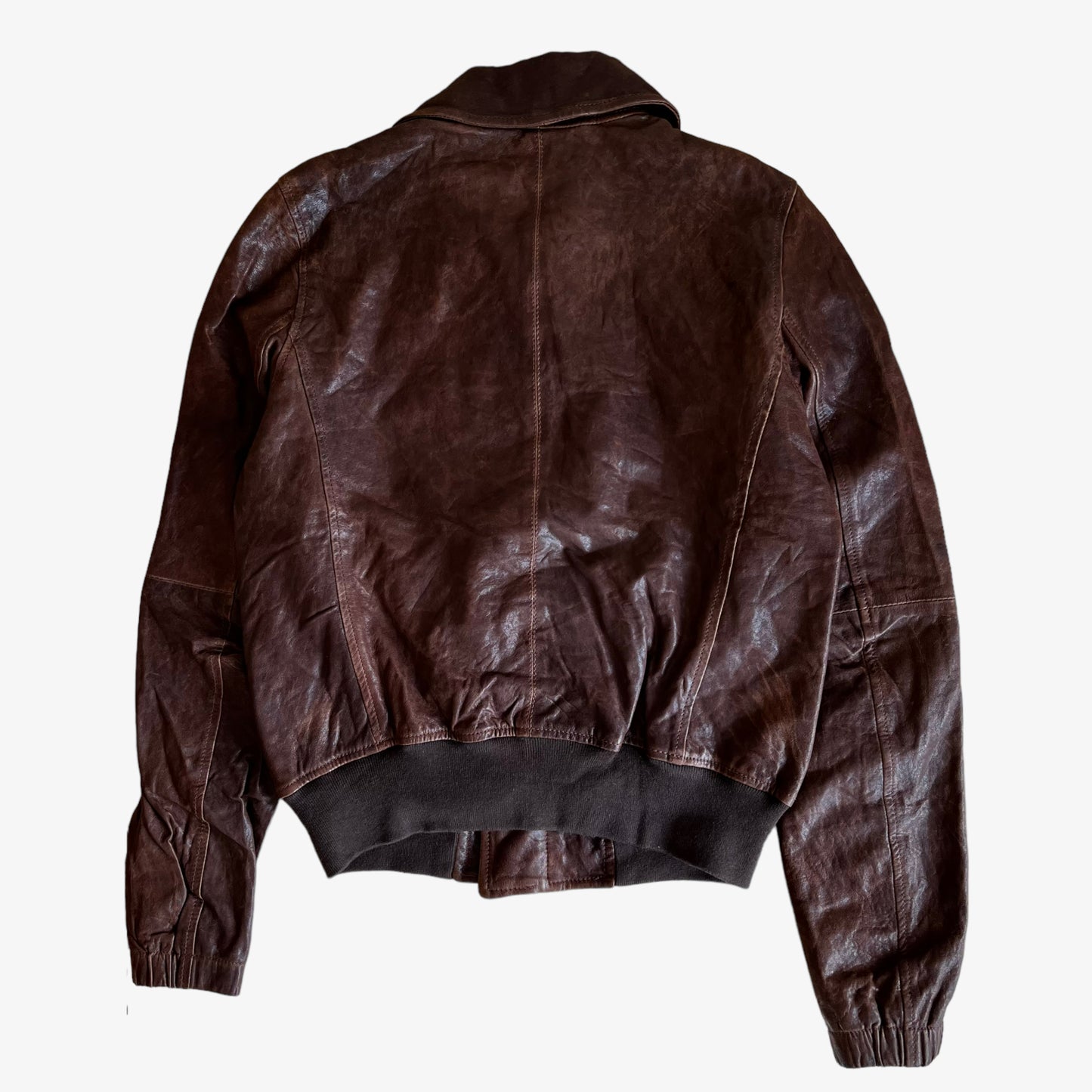 Vintage 90s Womens Polo Ralph Lauren Brown Leather Jacket Back - Casspios Dream