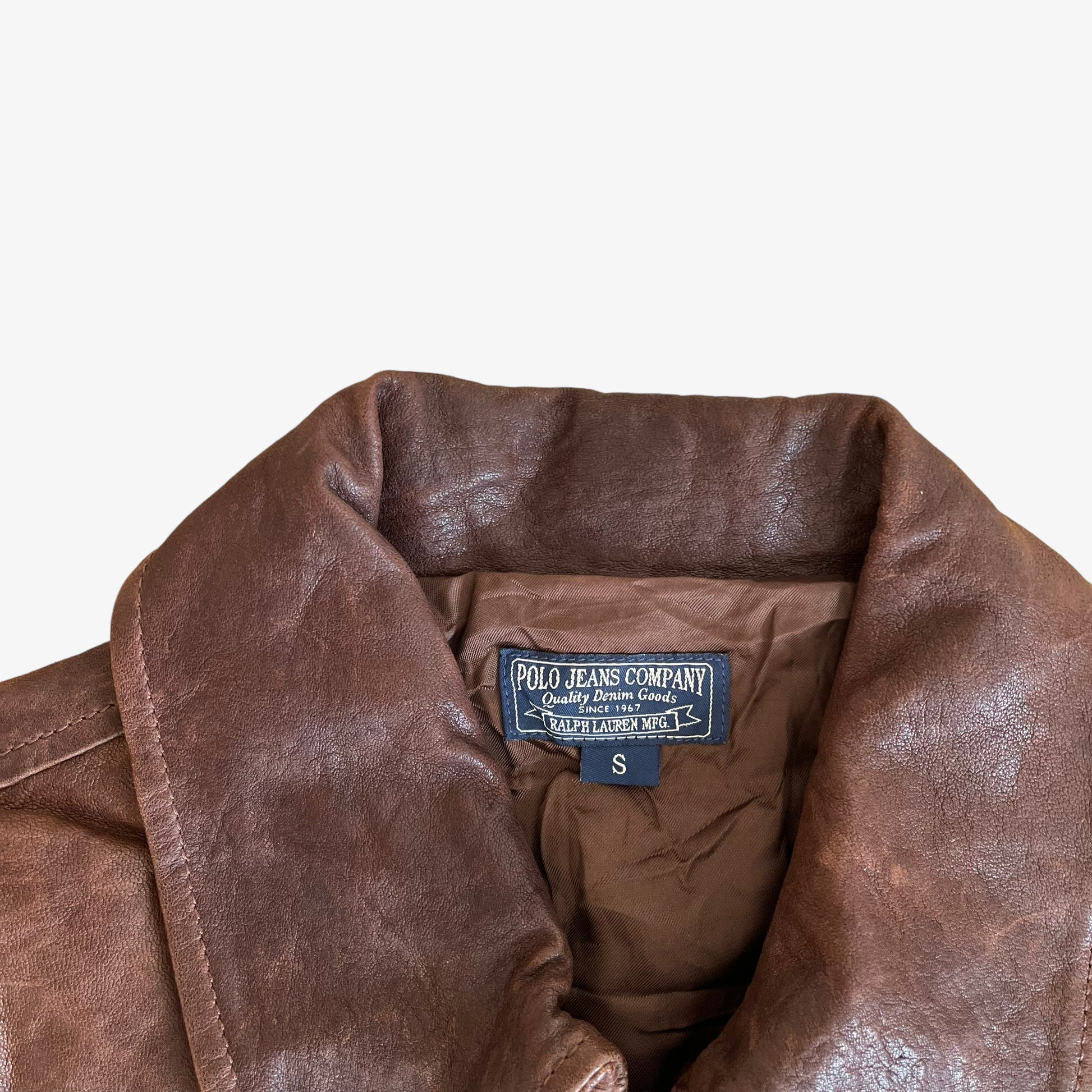 Vintage 90s Womens Polo Ralph Lauren Brown Leather Jacket Label - Casspios Dream