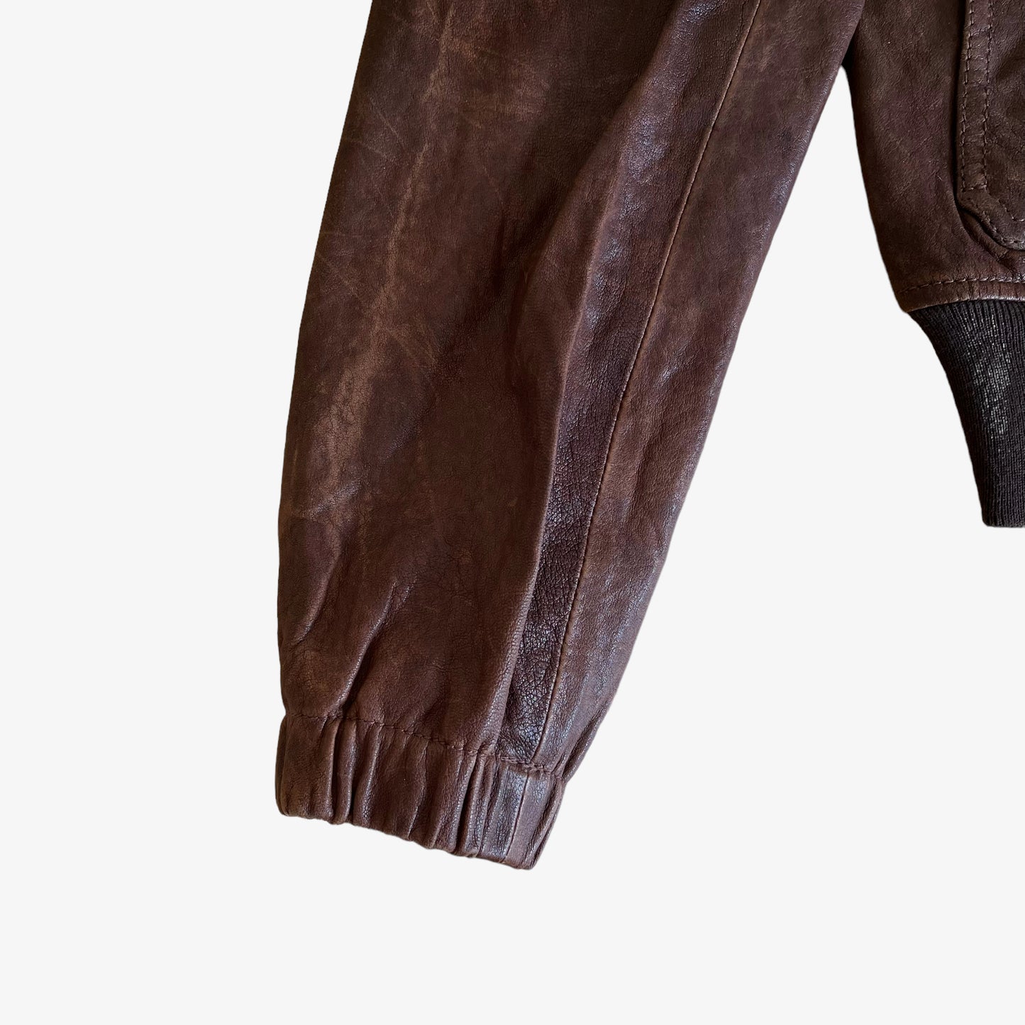 Vintage 90s Womens Polo Ralph Lauren Brown Leather Jacket Sleeve - Casspios Dream