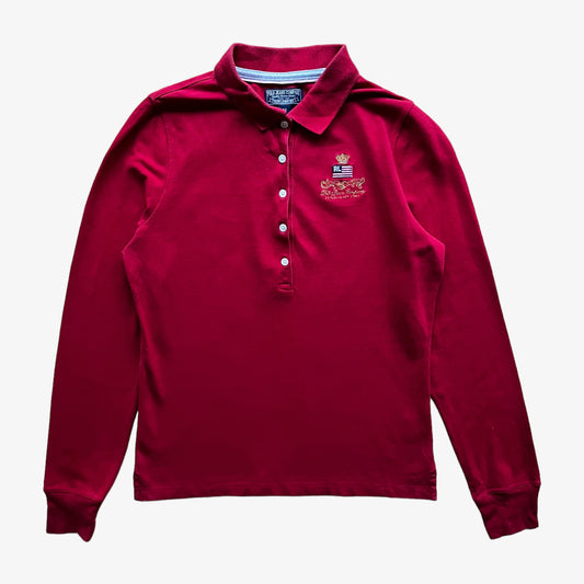 Vintage 90s Womens Ralph Lauren Polo Jeans Company Long Sleeve Red Polo Shirt - Casspios Dream